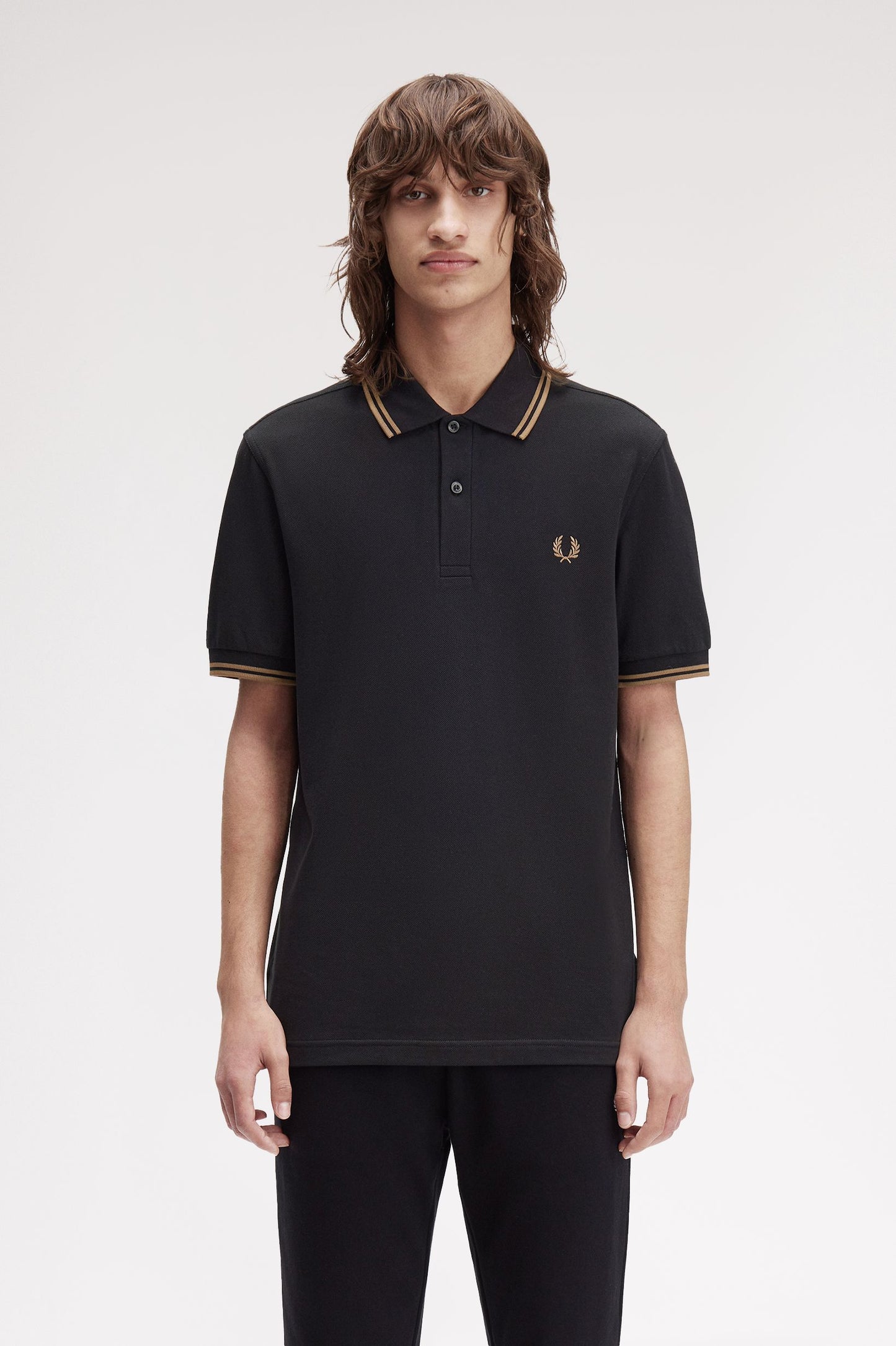 Fred Perry - TWIN TIPPED POLO SHIRT - Black/Shaded stone