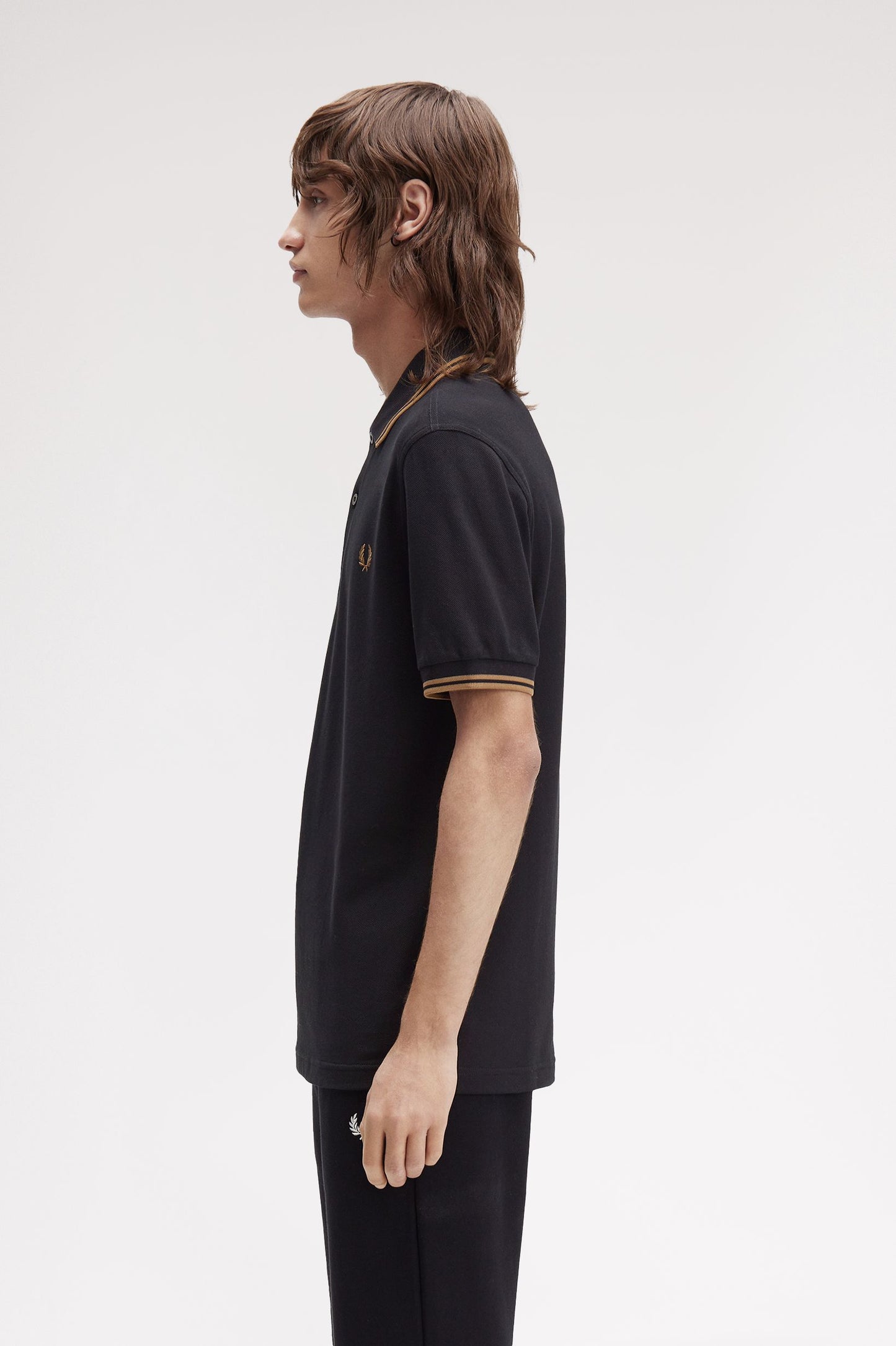Fred Perry - TWIN TIPPED POLO SHIRT - Black/Shaded stone