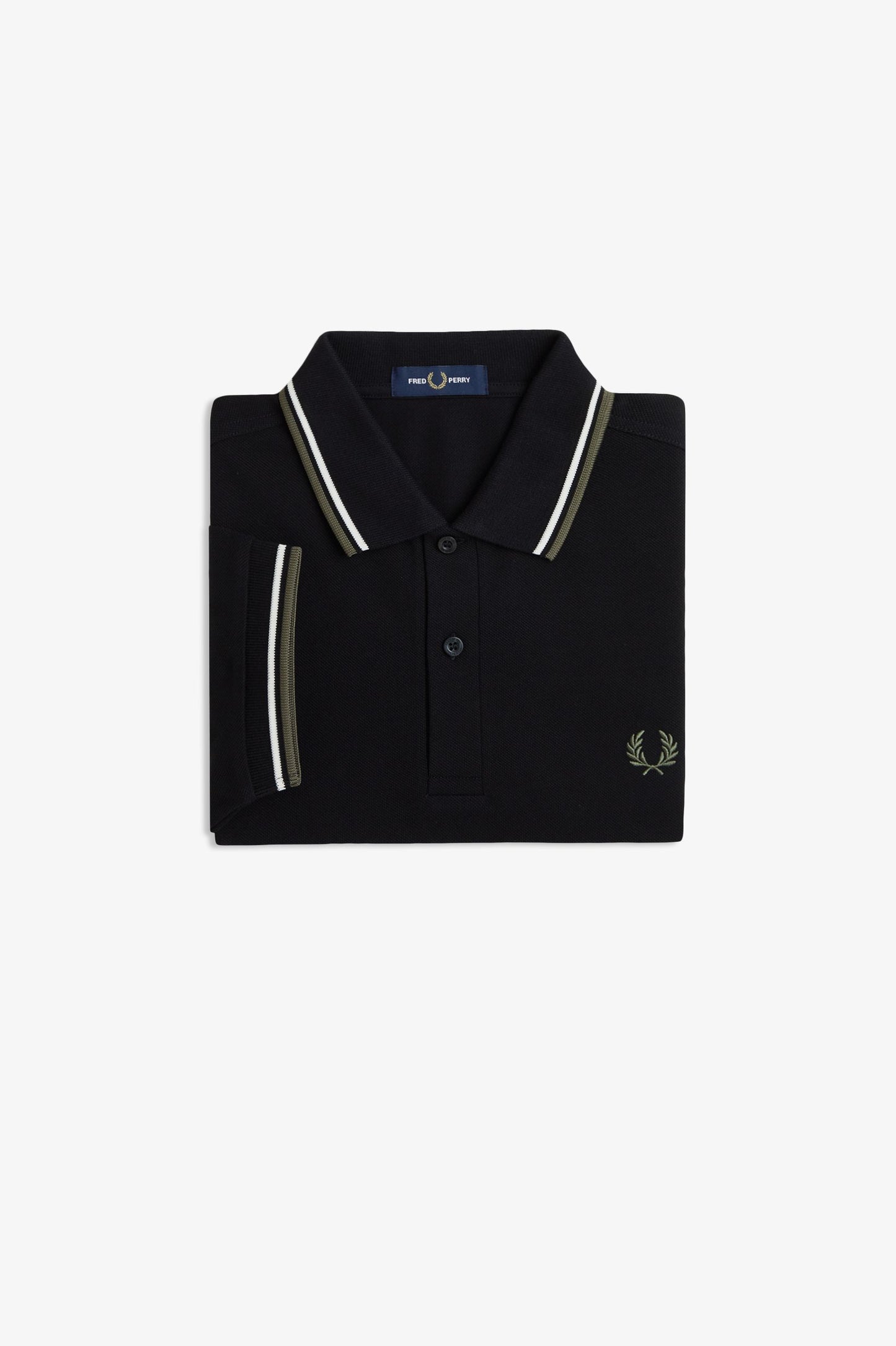 Fred Perry - TWIN TIPPED POLO SHIRT - Black/ Ecru/ Laurel Wreath Green