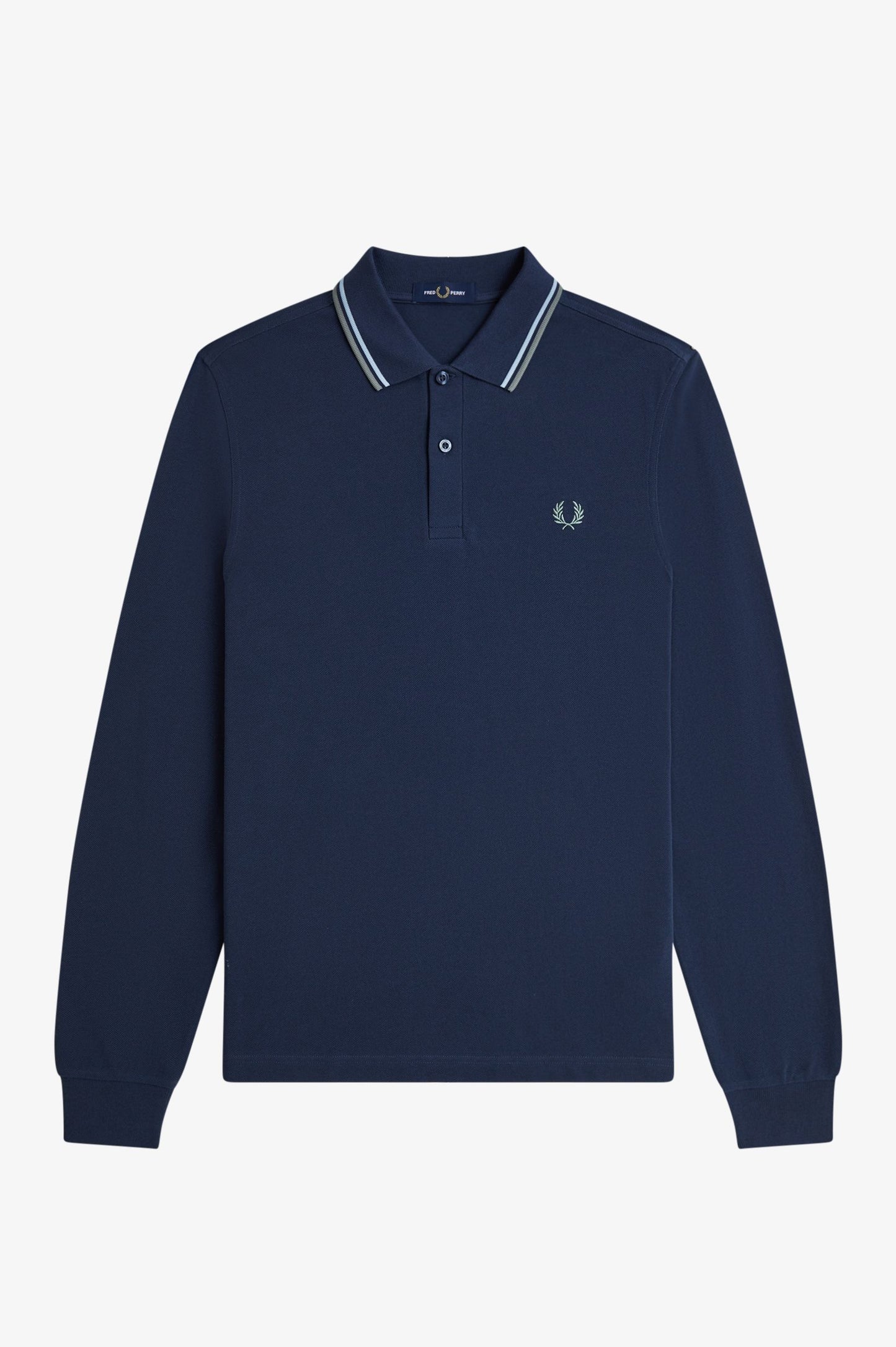Fred Perry - LS TWIN TIPPED POLO SHIRT - Dark Airforce/Light Ice/ Bayleaf