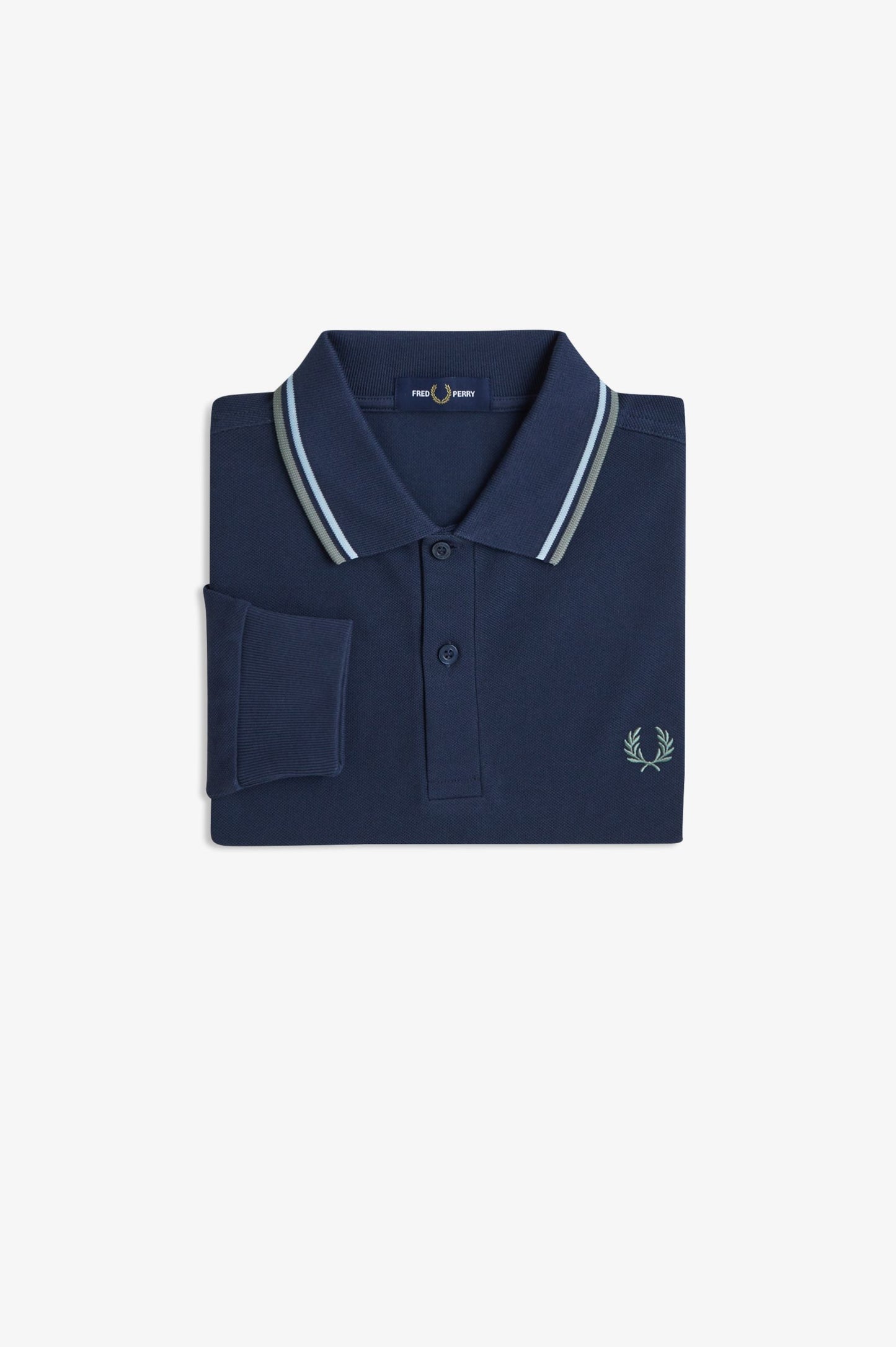 Fred Perry - LS TWIN TIPPED POLO SHIRT - Dark Airforce/Light Ice/ Bayleaf