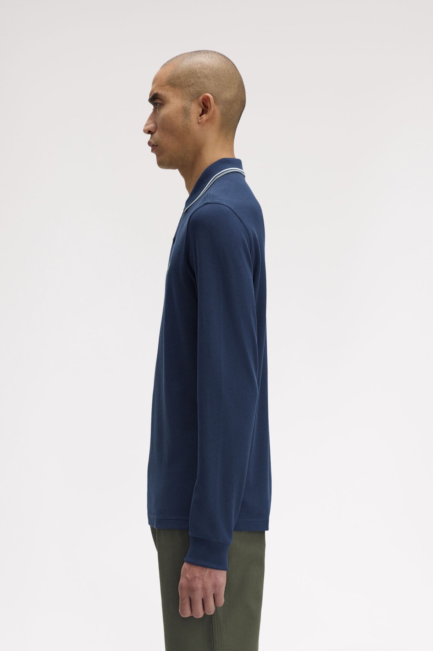Fred Perry - LS TWIN TIPPED POLO SHIRT - Dark Airforce/Light Ice/ Bayleaf