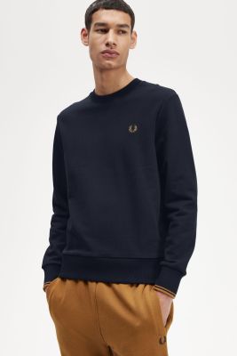 Fred Perry - CREW NECK SWEATSHIRT - Navy/Dark Caramel
