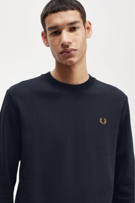 Fred Perry - CREW NECK SWEATSHIRT - Navy/Dark Caramel