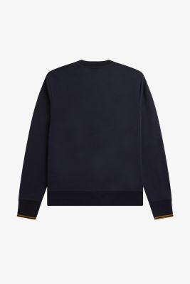 Fred Perry - CREW NECK SWEATSHIRT - Navy/Dark Caramel