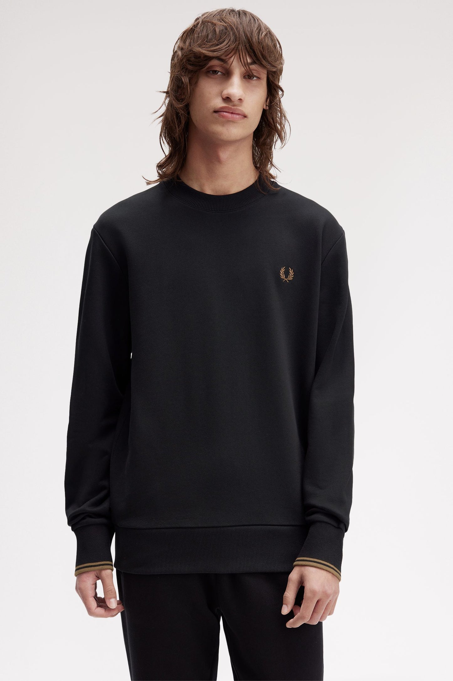 Fred Perry - CREW NECK SWEATSHIRT - Black/Shadedstone