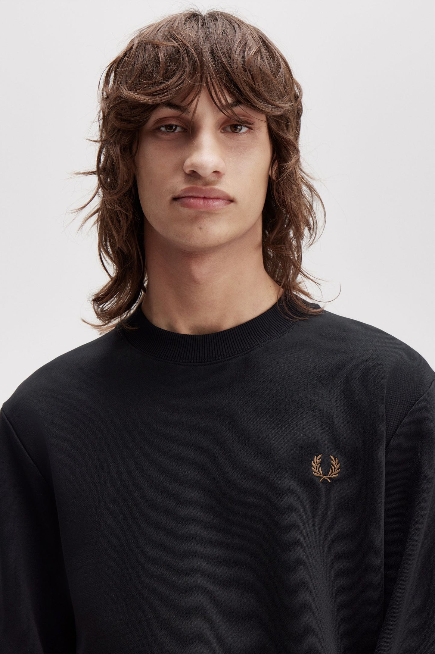 Fred Perry - CREW NECK SWEATSHIRT - Black/Shadedstone