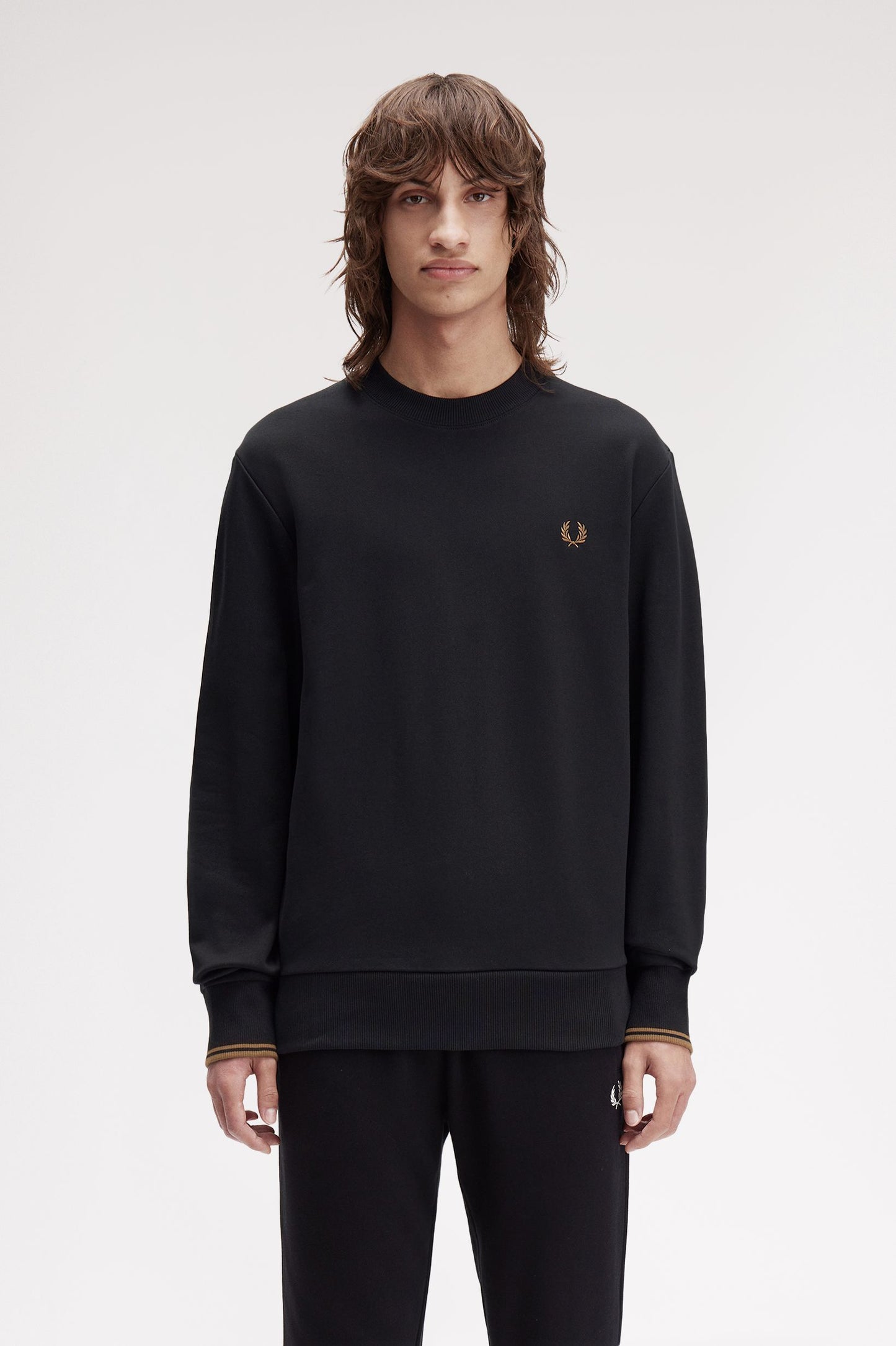 Fred Perry - CREW NECK SWEATSHIRT - Black/Shadedstone
