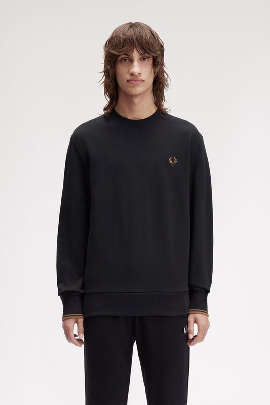 Fred Perry - CREW NECK SWEATSHIRT - Black/Shadedstone