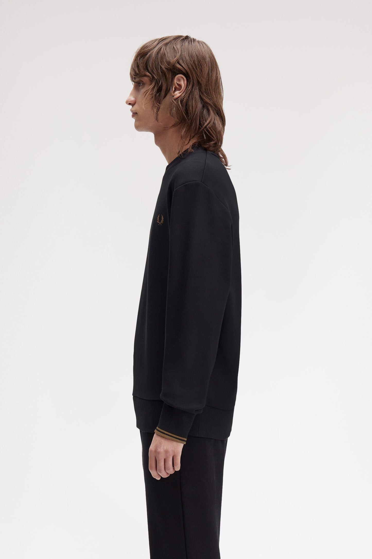 Fred Perry - CREW NECK SWEATSHIRT - Black/Shadedstone