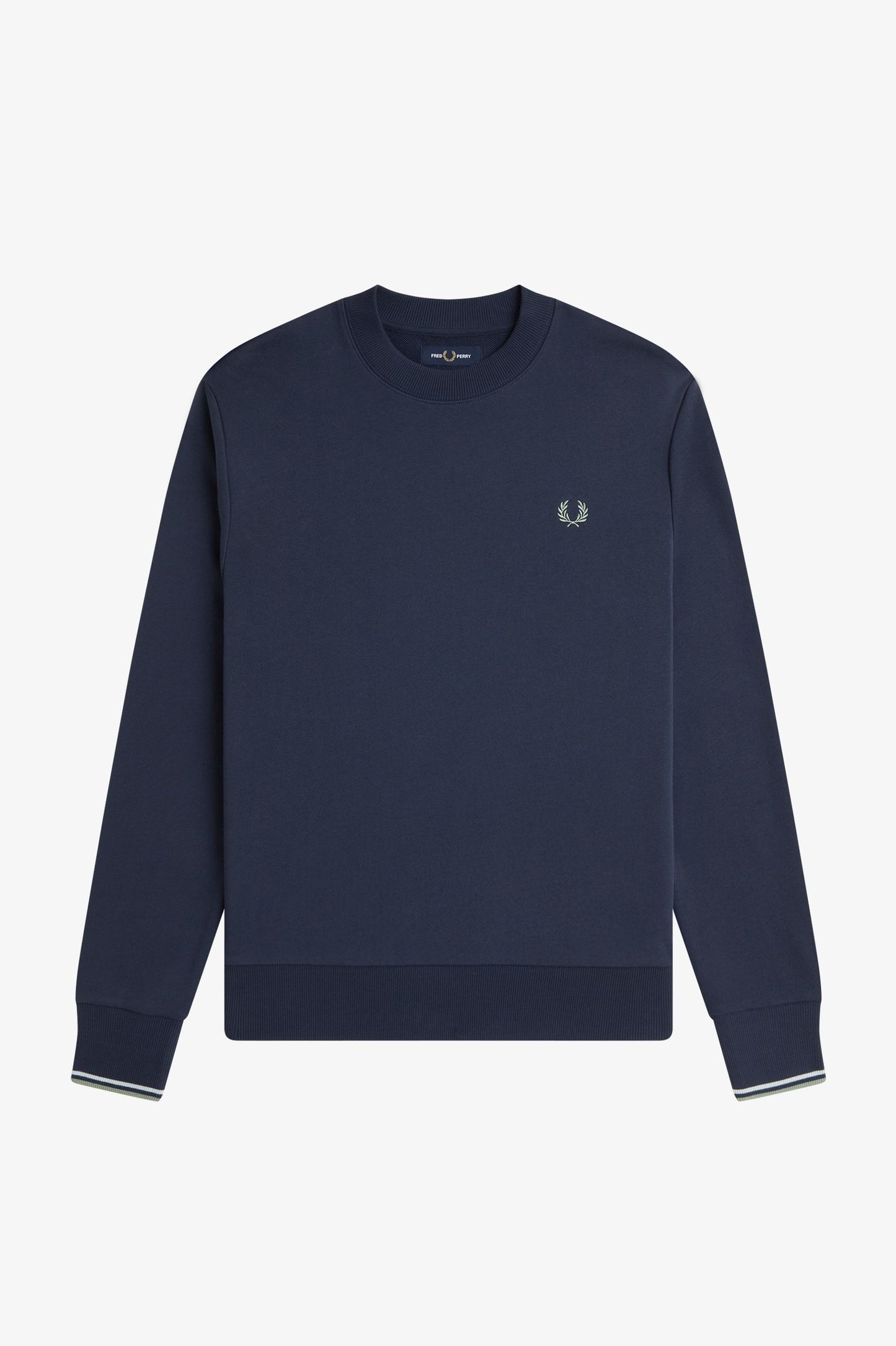 Fred Perry - CREW NECK SWEATSHIRT - Dark Airforce/Lightice/Bayleaf