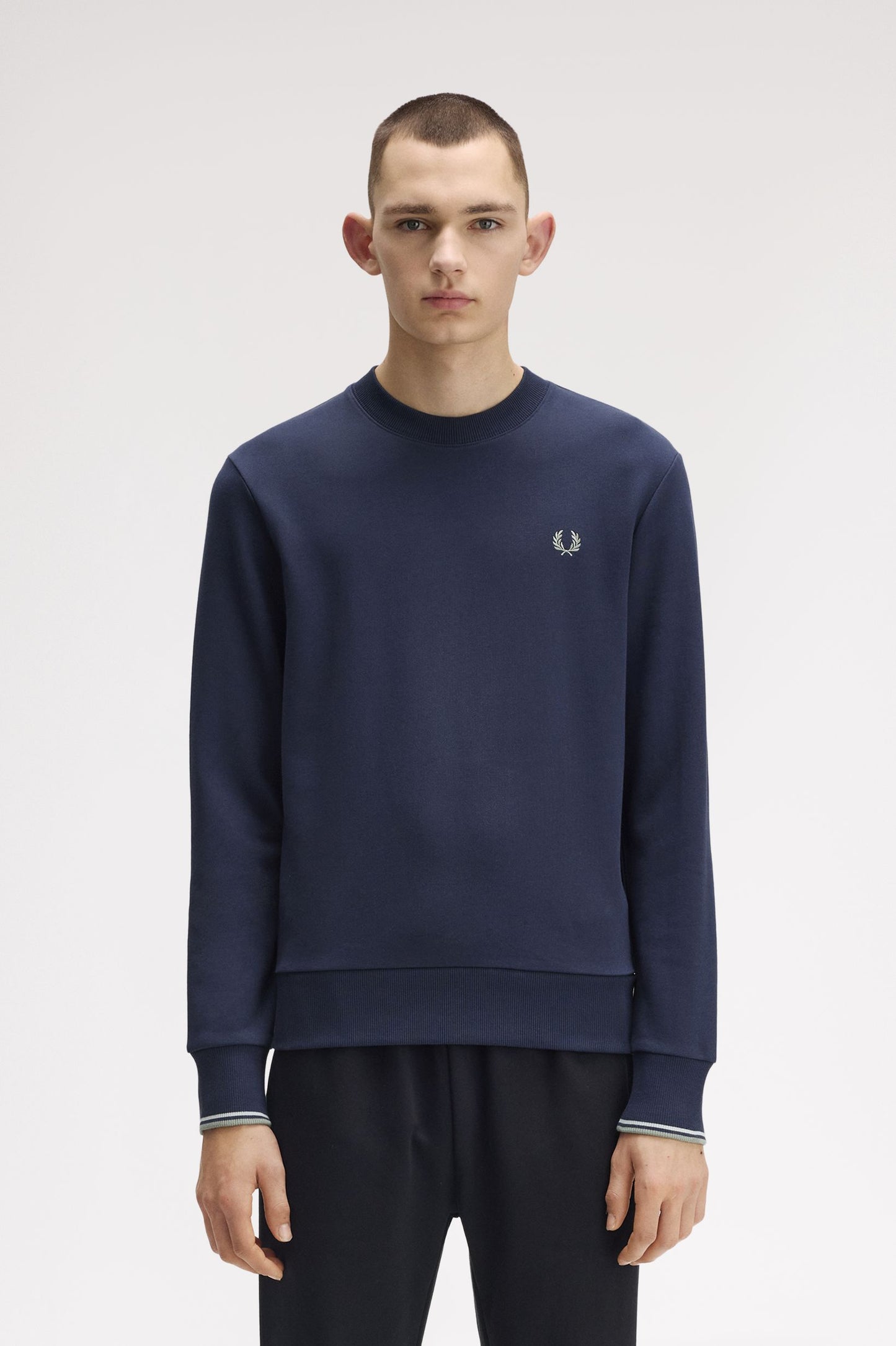 Fred Perry - CREW NECK SWEATSHIRT - Dark Airforce/Lightice/Bayleaf