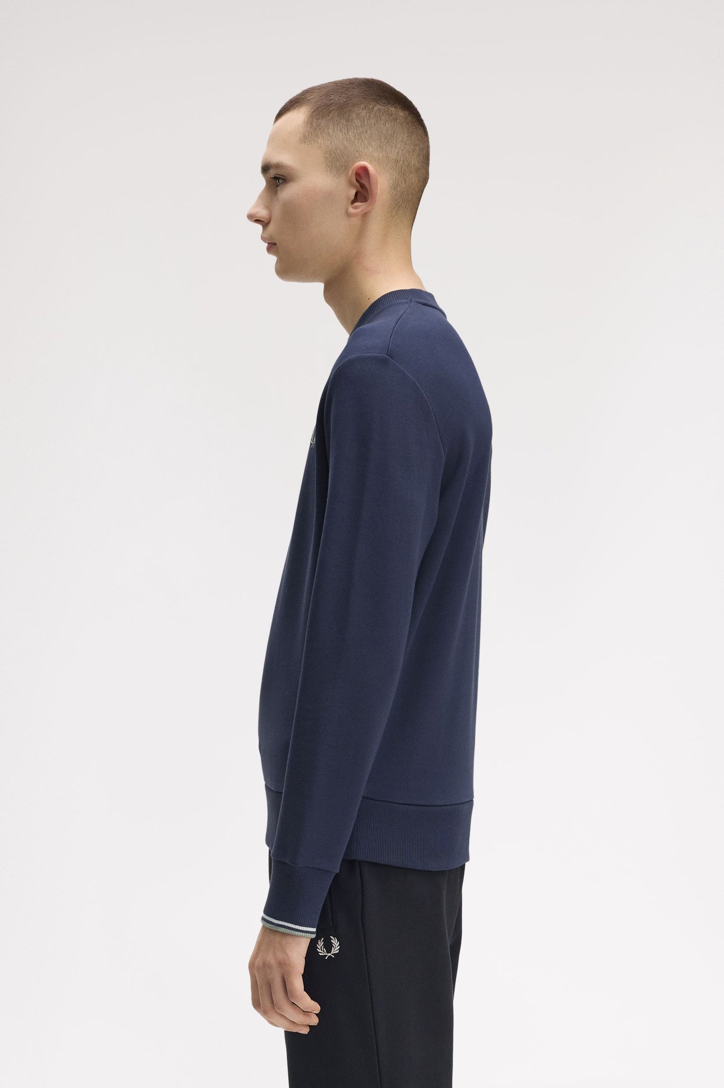 Fred Perry - CREW NECK SWEATSHIRT - Dark Airforce/Lightice/Bayleaf