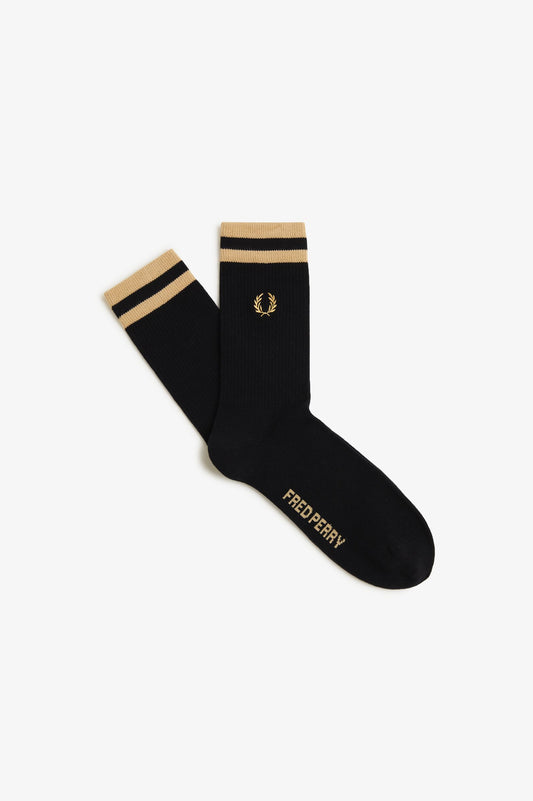 Fred Perry - TIPPED SPORT SOCKS - Black/Champagne