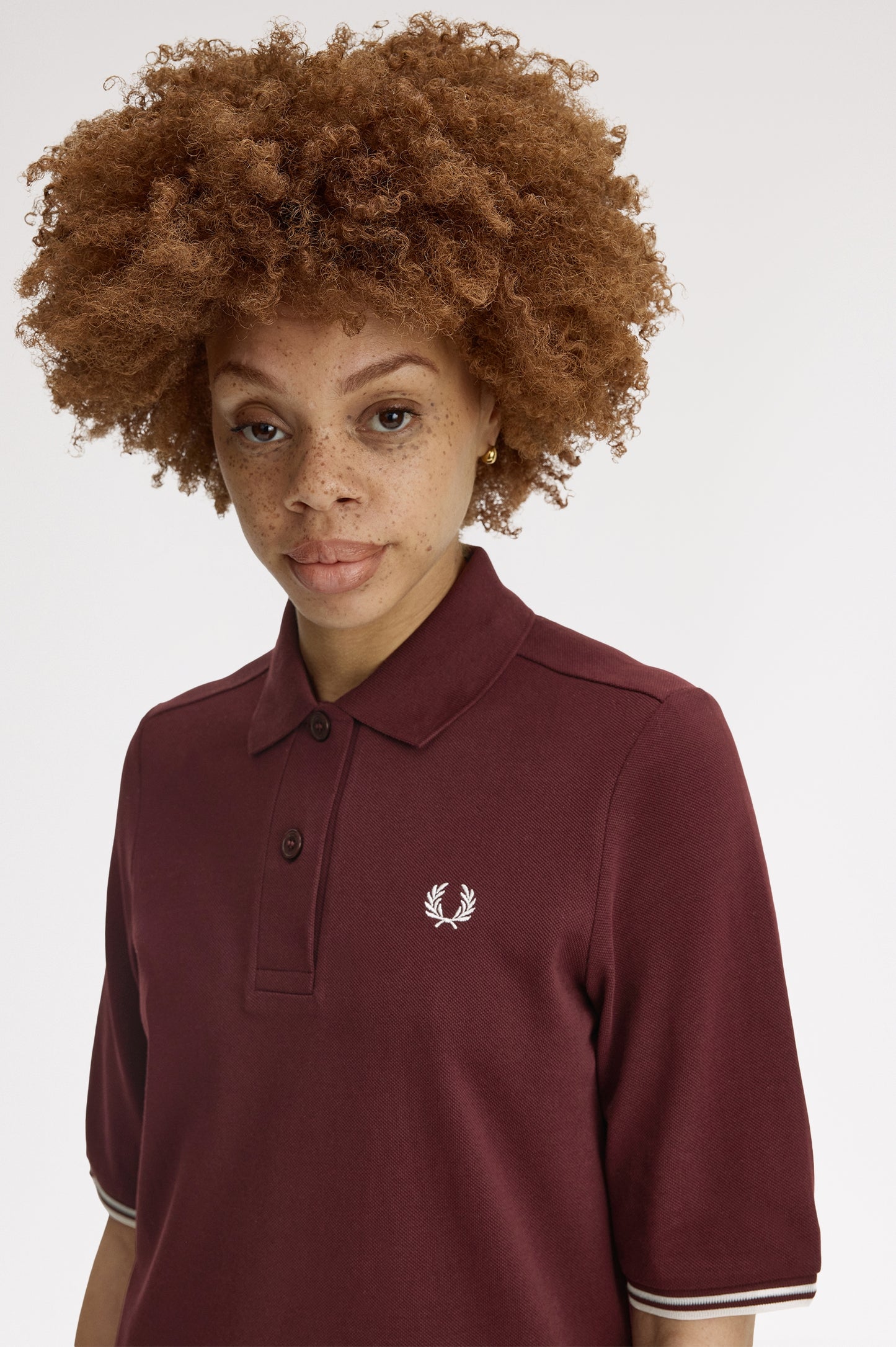 Fred Perry - SHEER TIPPED POLO DRESS - Oxblood