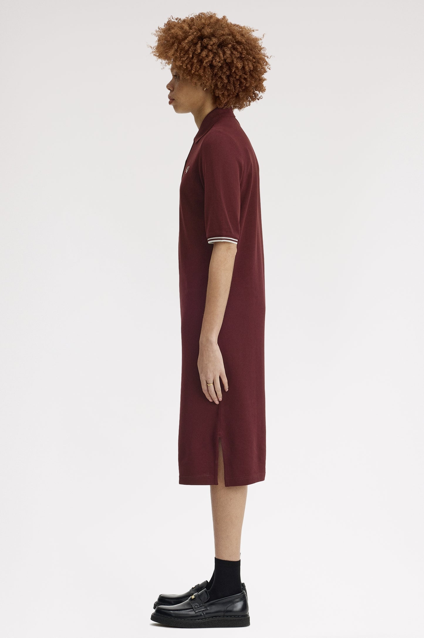Fred Perry - SHEER TIPPED POLO DRESS - Oxblood