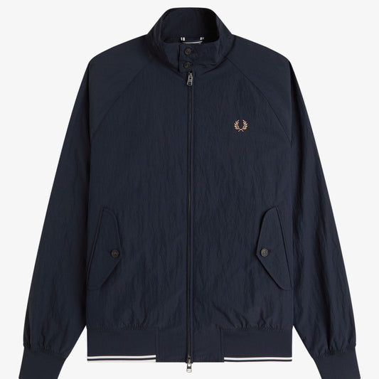 Fred Perry - CRINKLE HARRINGTON JACKET - Navy