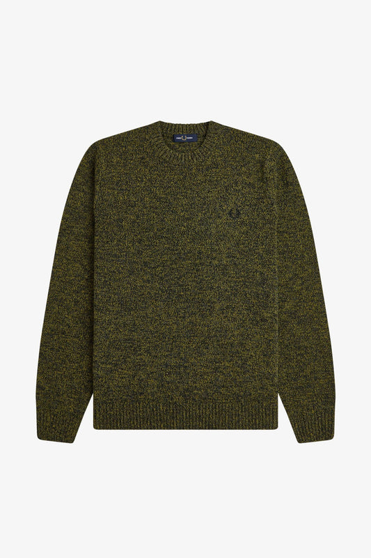 Fred Perry - TWISTED MARL JUMPER - Anchor Grey/Tennisball Yellow/Black