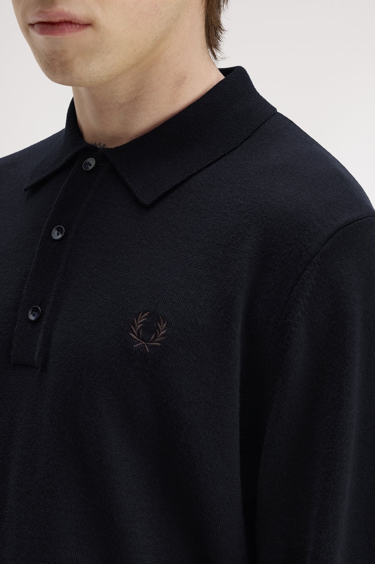 Fred Perry_ Classic Knitted Shirt LS_K4535_Navy