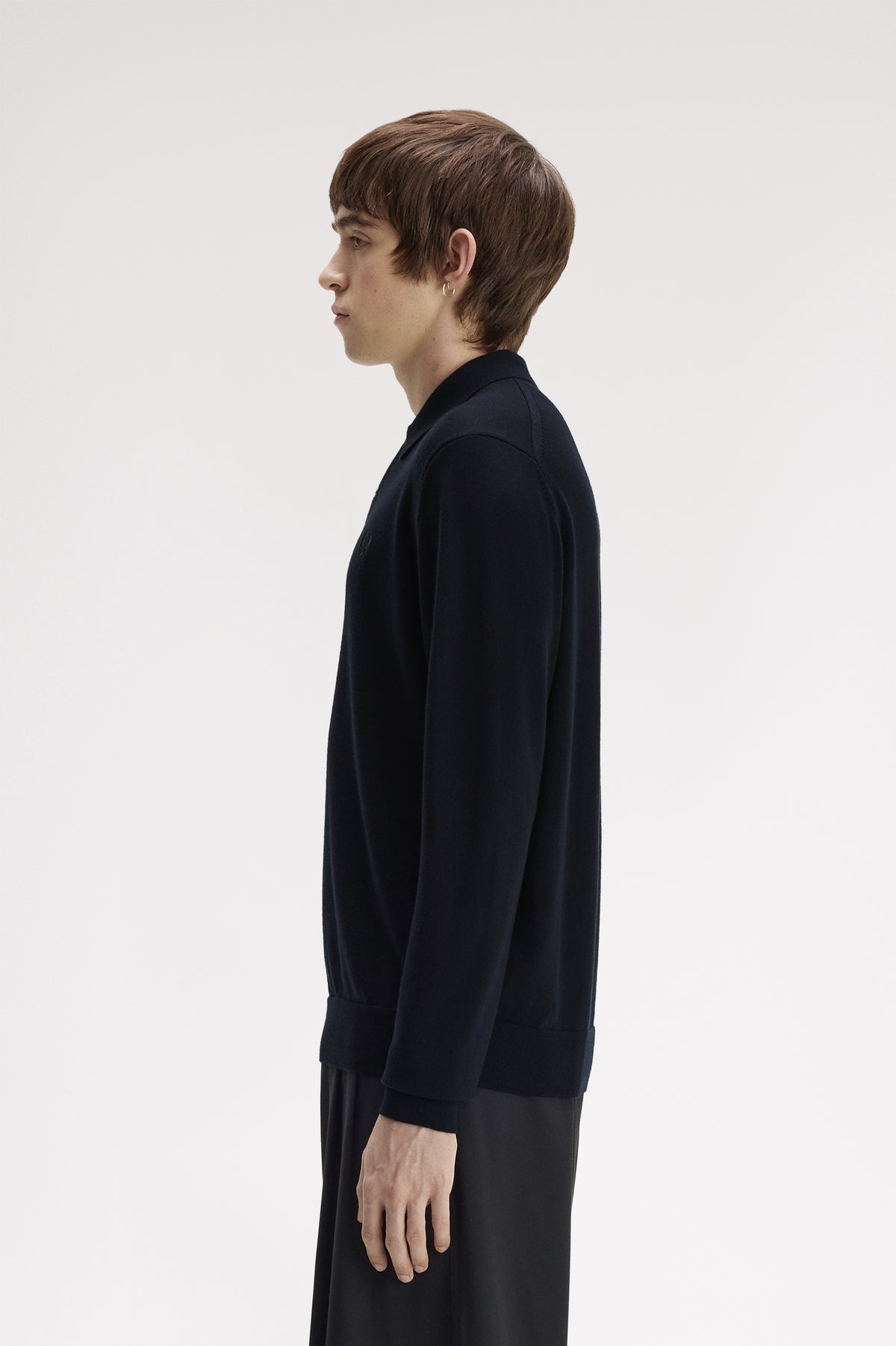 Fred Perry_ Classic Knitted Shirt LS_K4535_Navy