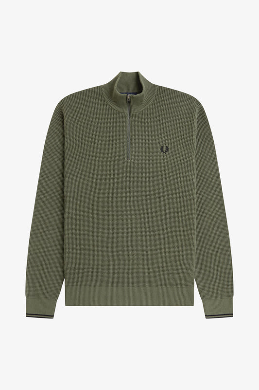 Fred Perry_ Waffle Stitch Jumper_K8557_Laurel Wreath Green