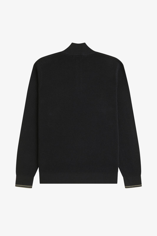 Fred Perry_ Waffle Stitch Half Zip_K8557_Schwarz