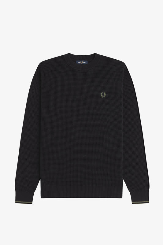 Fred Perry_ Waffle Stitch Jumper_K6507_Schwarz