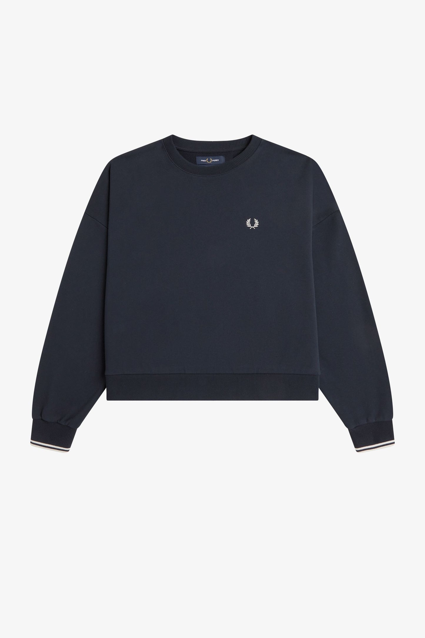 Fred Perry - W' CREW NECK SWEATSHIRT - Navy/White