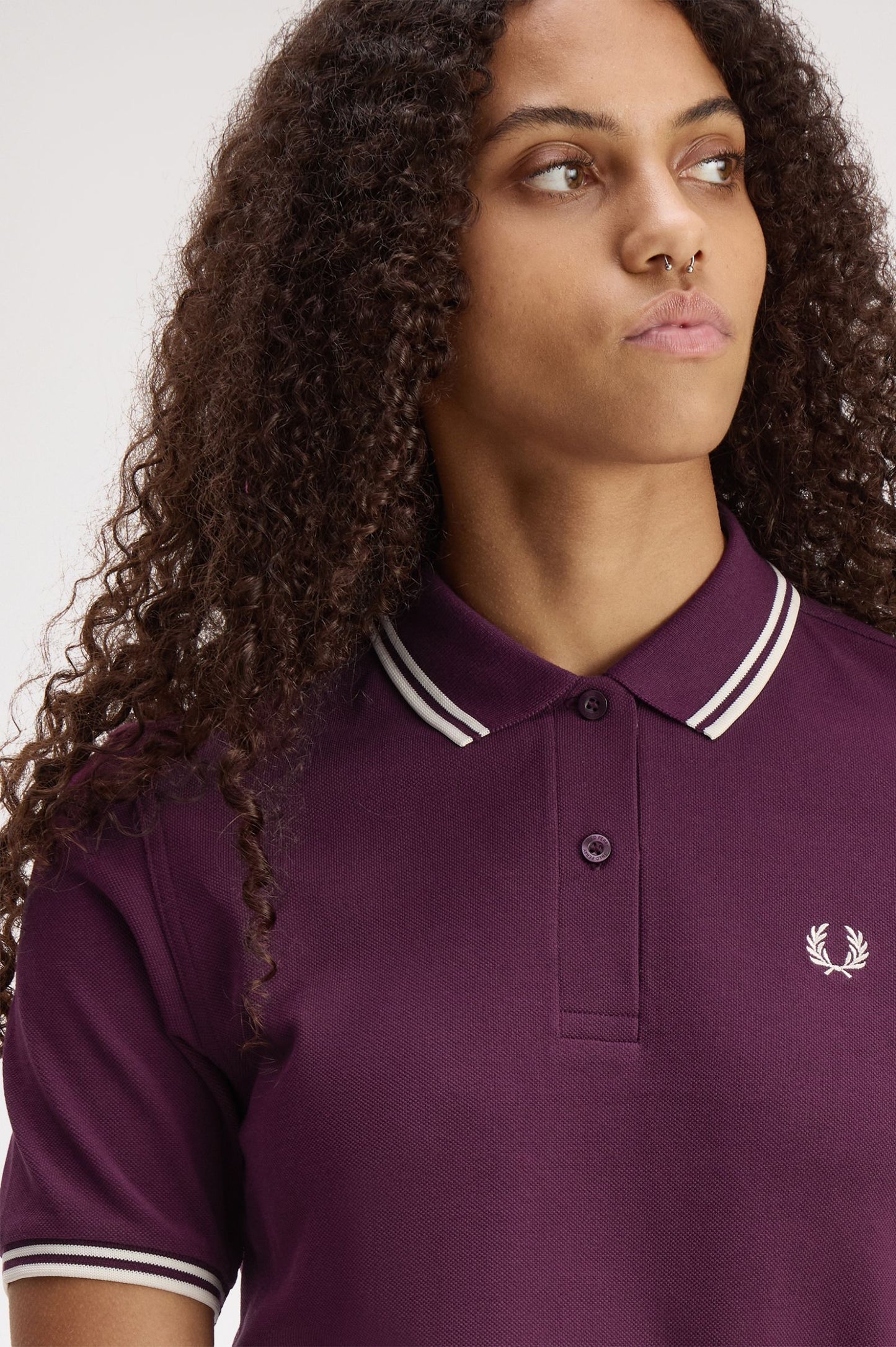 Fred Perry - W' TWIN TIPPED POLO SHIRT - Plum/Ecru/Ecru