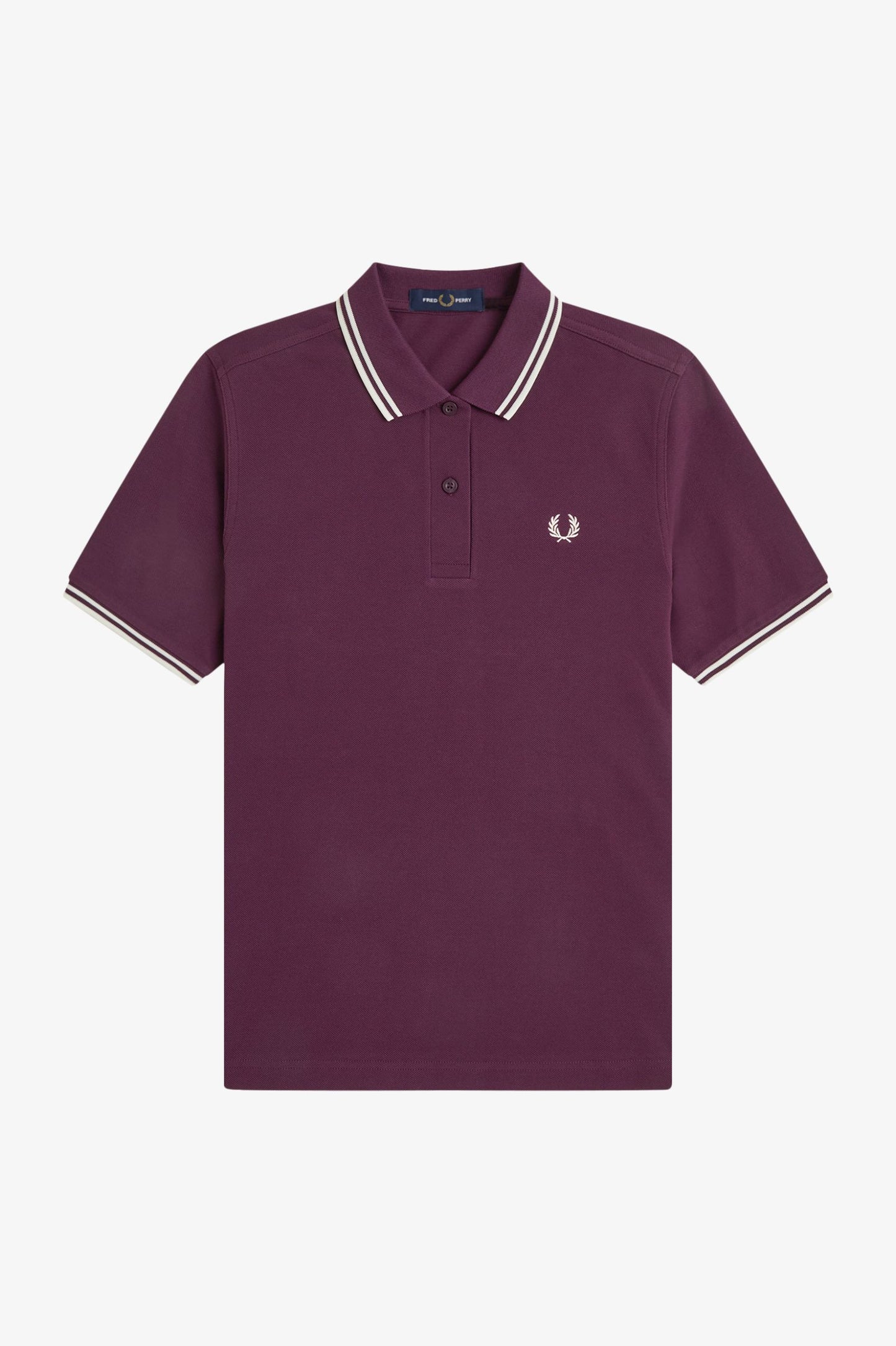 Fred Perry - W' TWIN TIPPED POLO SHIRT - Plum/Ecru/Ecru