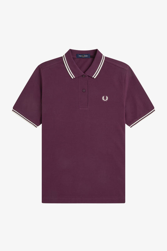 Fred Perry - W' TWIN TIPPED POLO SHIRT - Plum/Ecru/Ecru