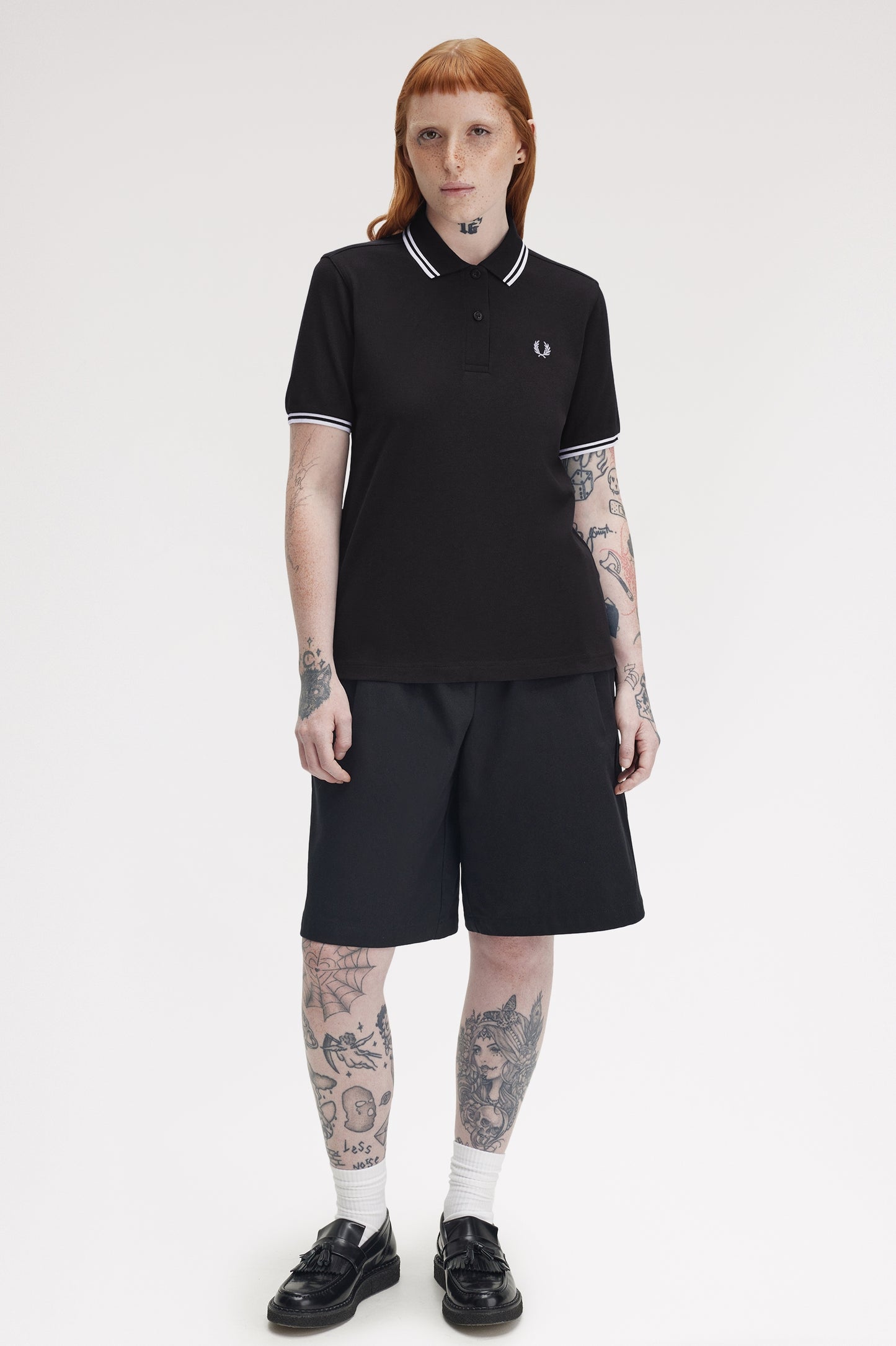 Fred Perry - W' TWIN TIPPED POLO SHIRT - Black