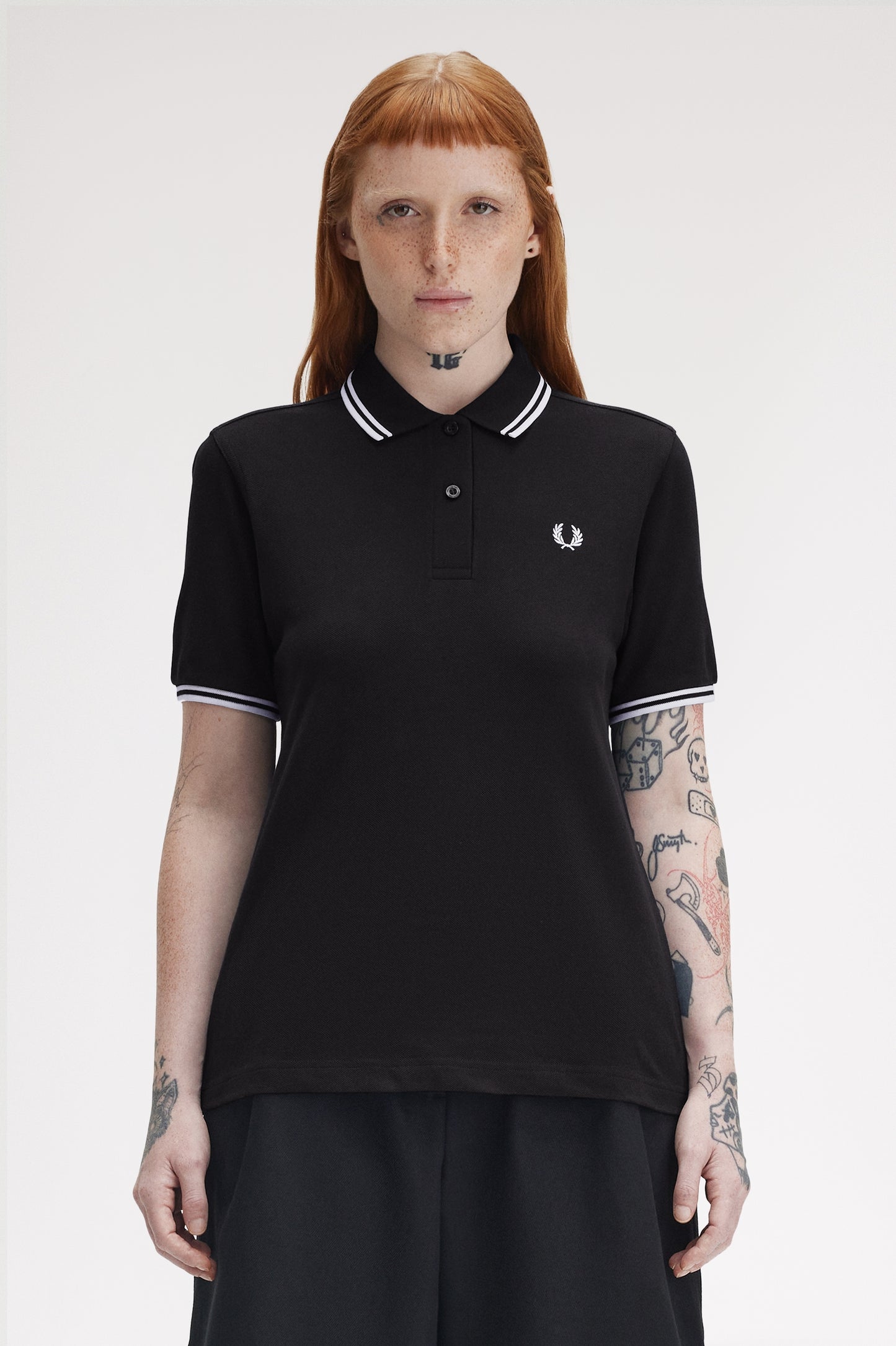 Fred Perry - W' TWIN TIPPED POLO SHIRT - Black