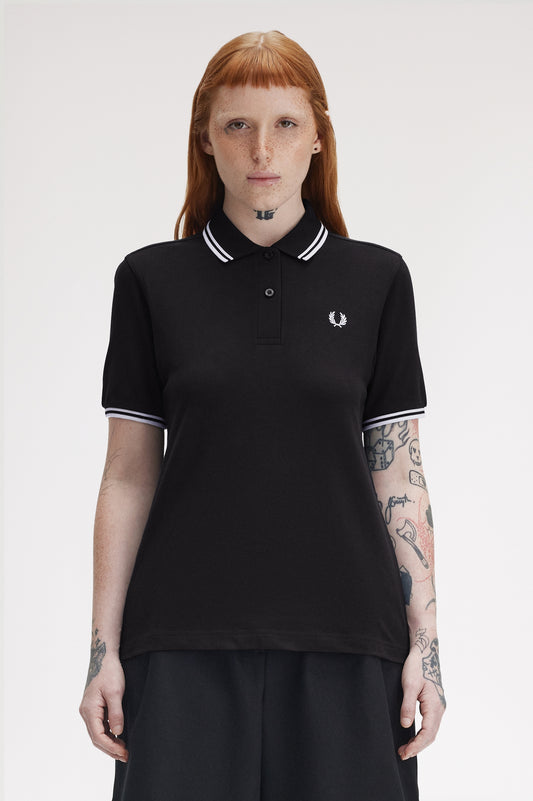 Fred Perry - W' TWIN TIPPED POLO SHIRT - Black/White