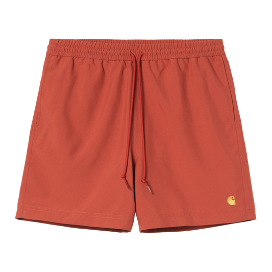Carhartt WIP - CHASE SWIM TRUNKS - Oxide Red/Gold