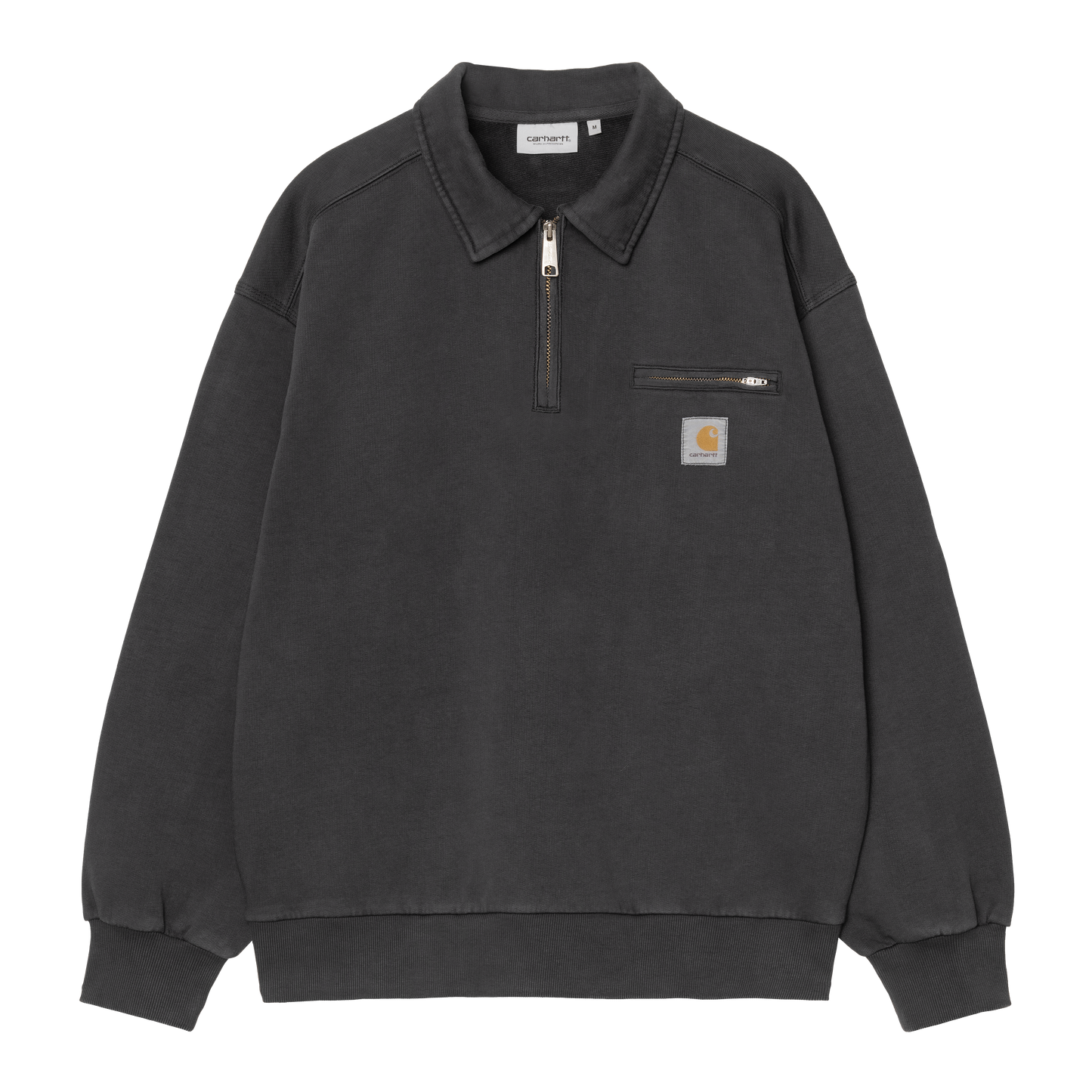 Carhartt WIP - HALF ZIP DETROIT SWEATSHIRT- Black (stone washed)