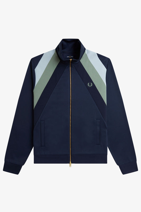 Fred Perry - STRIPED PANEL TRACK JACKET - Dark Airforce