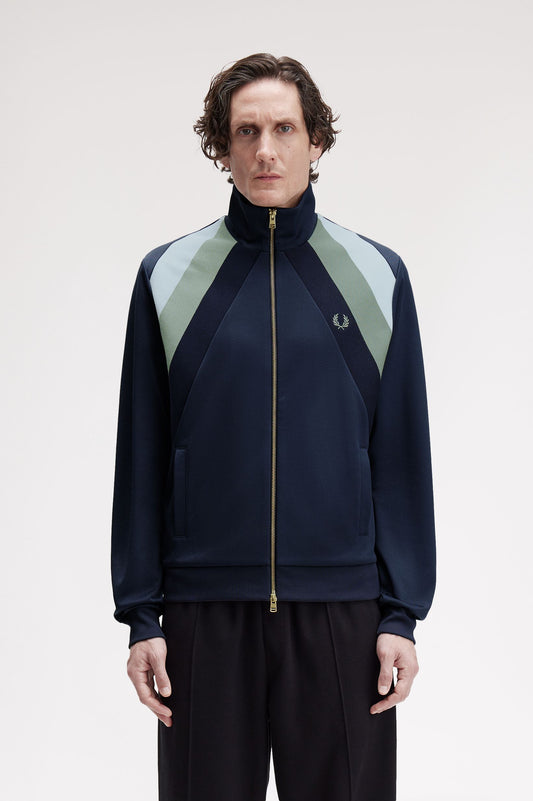 Fred Perry - STRIPED PANEL TRACK JACKET - Dark Airforce