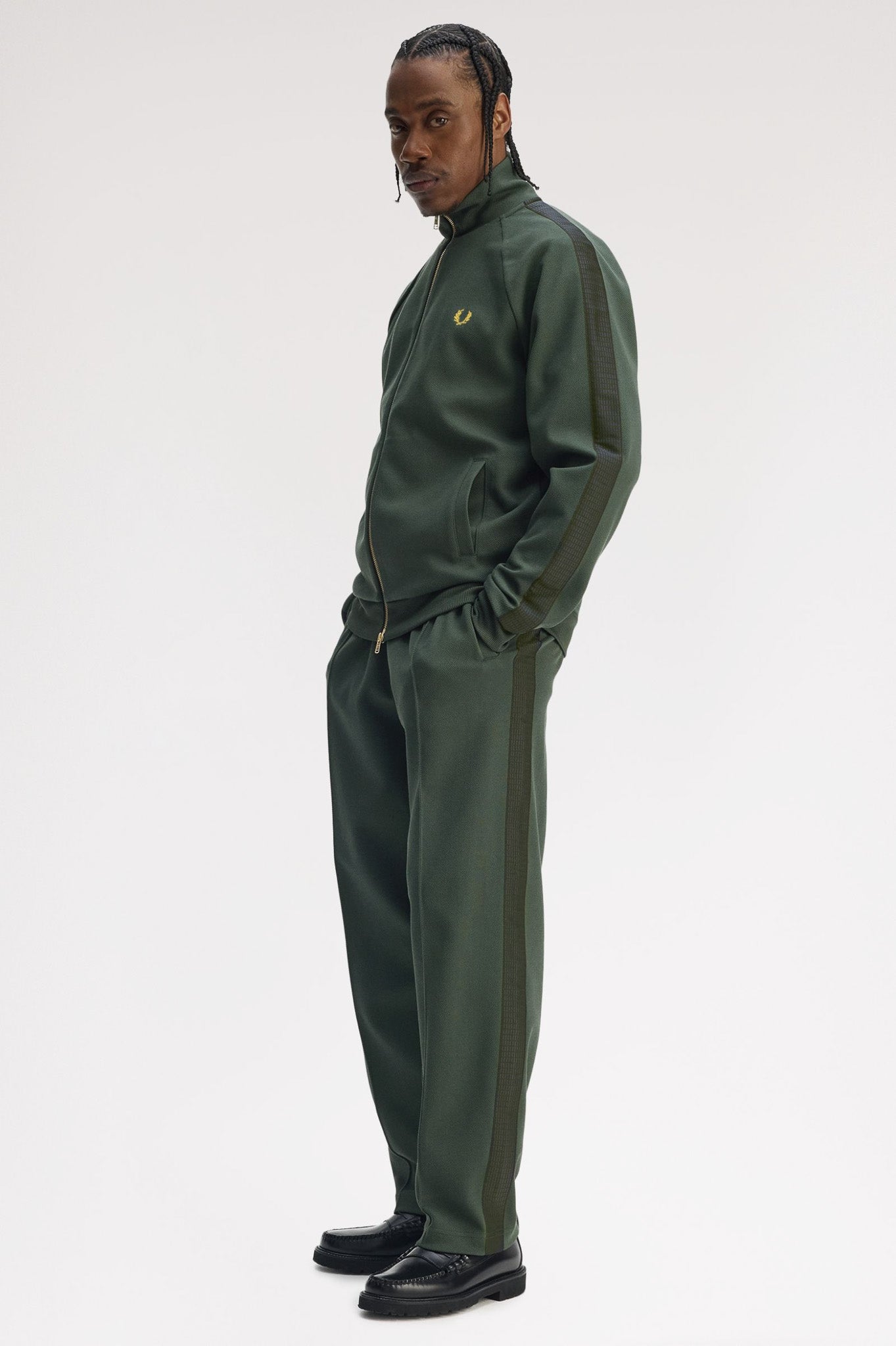 Fred Perry - DASH TAPED TRACK JACKET - Court Green