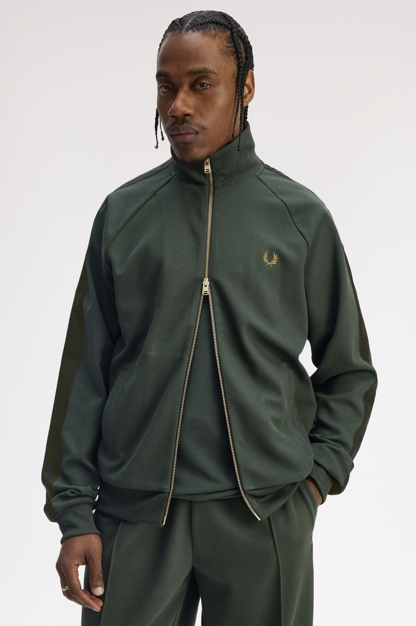 Fred Perry - DASH TAPED TRACK JACKET - Court Green