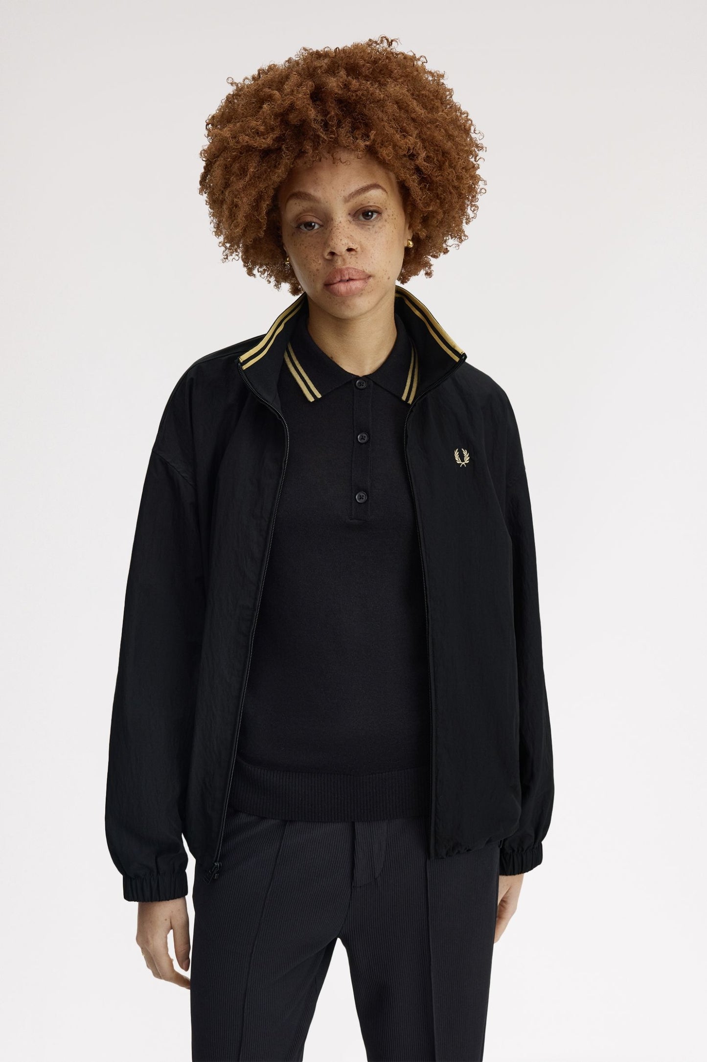 Fred Perry - ZIP THROUGH JACKET - Black/Champagne