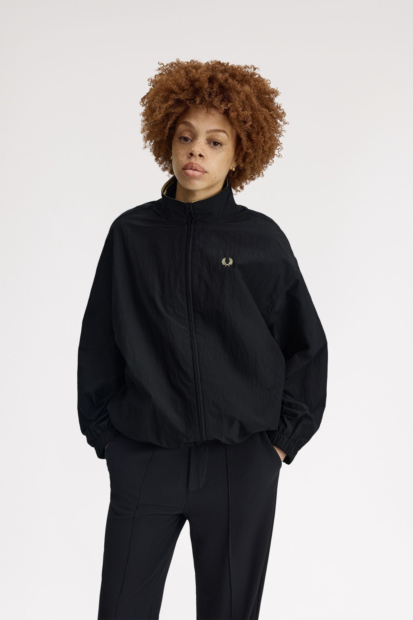 Fred Perry - ZIP THROUGH JACKET - Black/Champagne