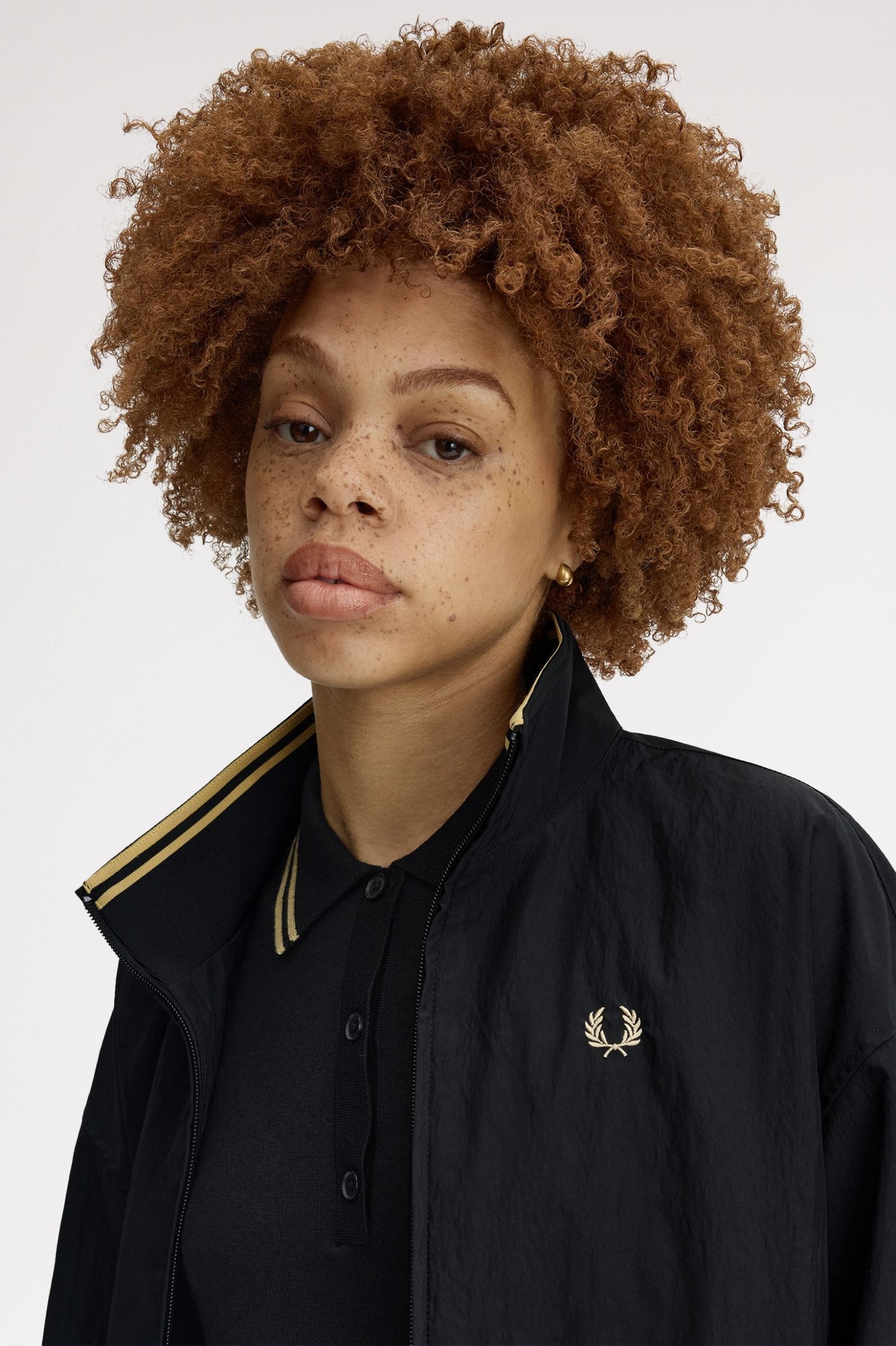 Fred Perry - ZIP THROUGH JACKET - Black/Champagne