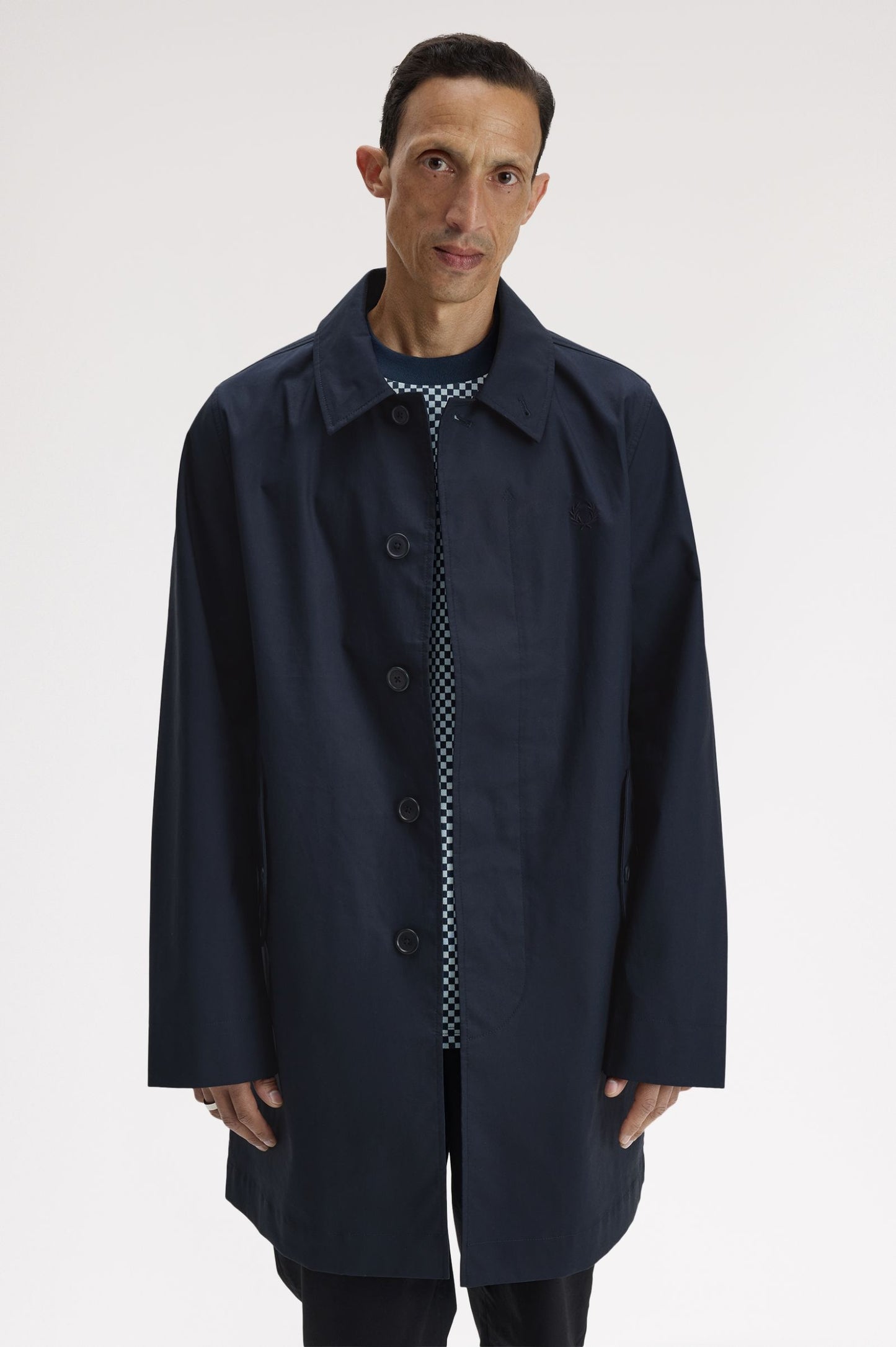 Fred Perry - BOMDED COTTON OVERCOAT - Navy