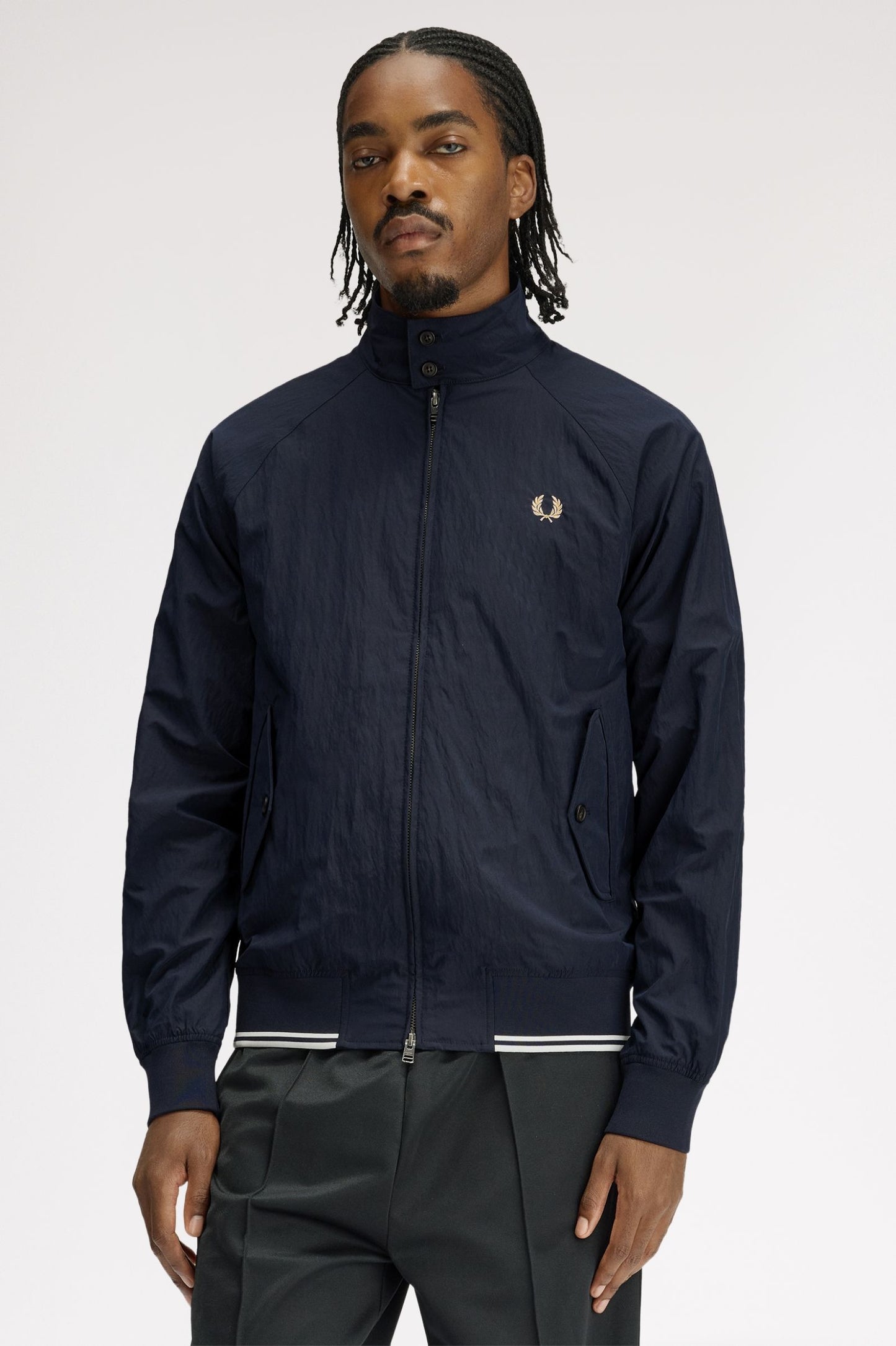 Fred Perry - CRINKLE HARRINGTON JACKET - Navy