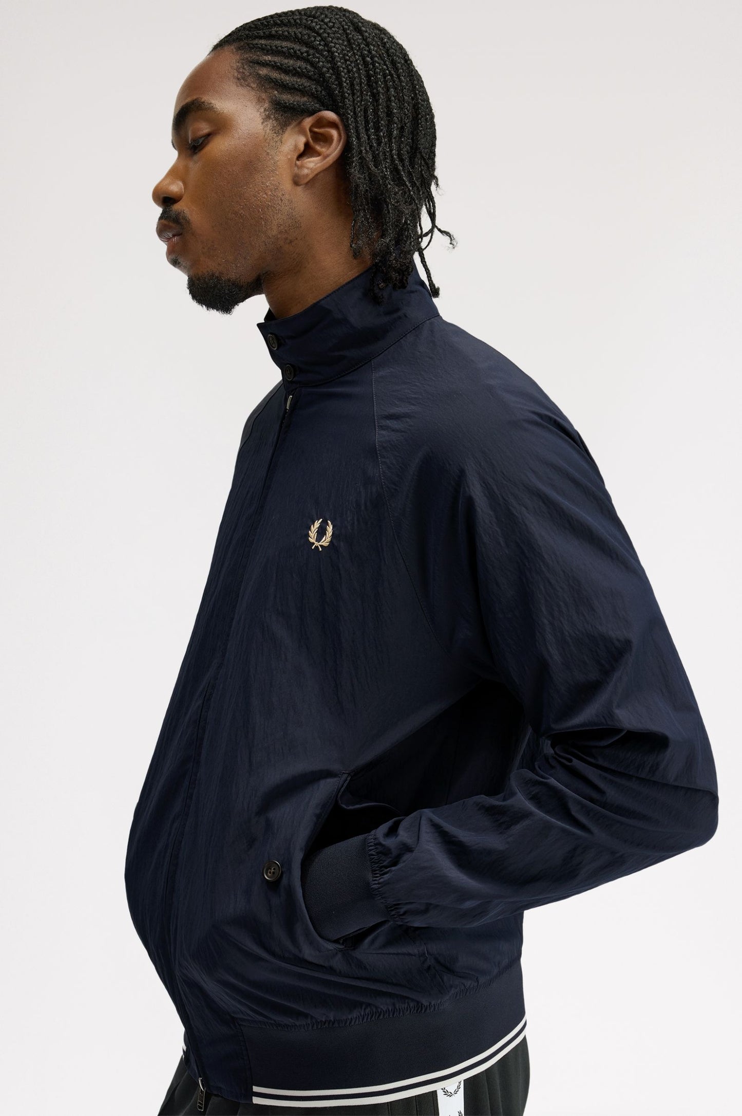 Fred Perry - CRINKLE HARRINGTON JACKET - Navy