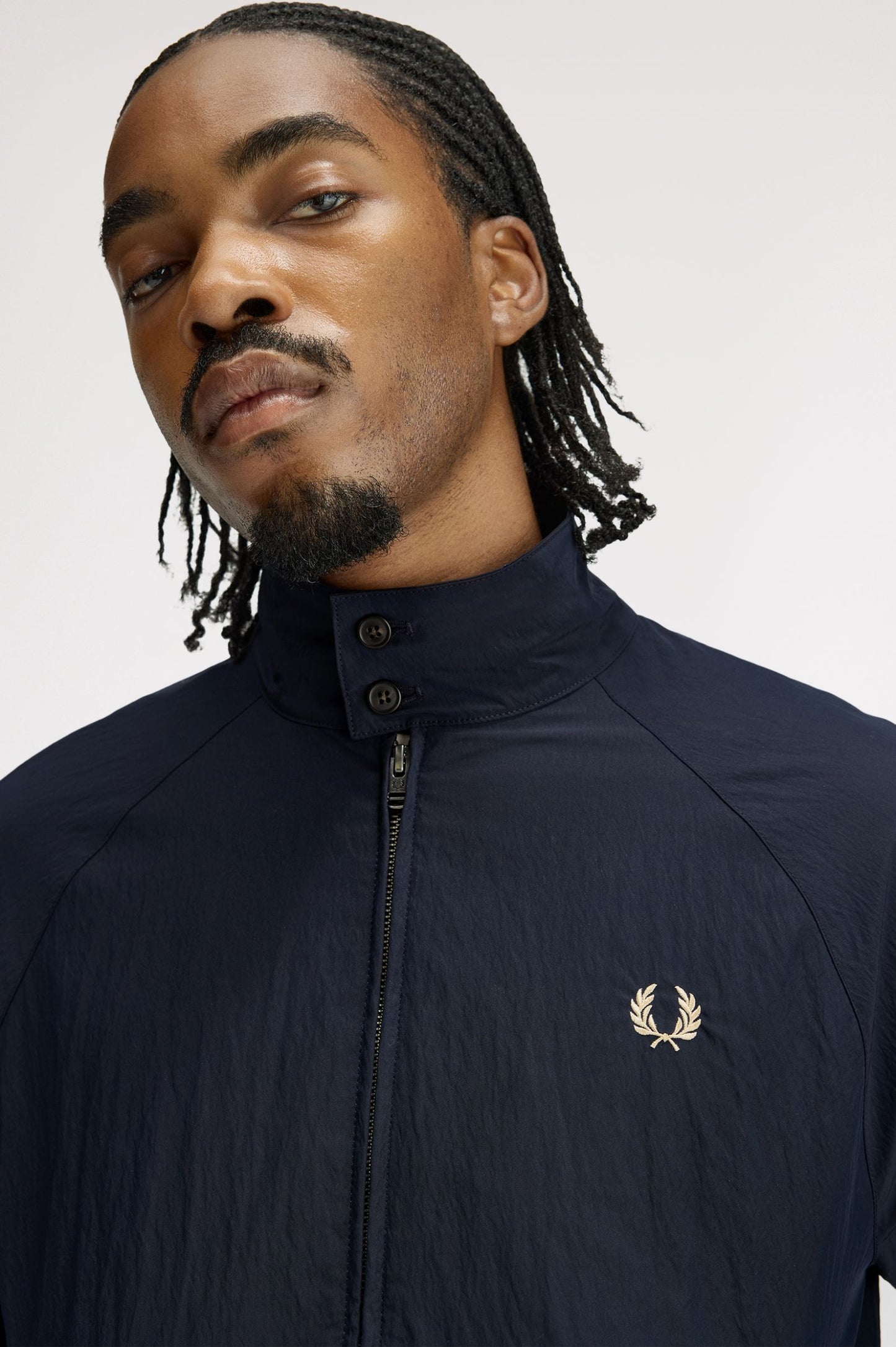 Fred Perry - CRINKLE HARRINGTON JACKET - Navy