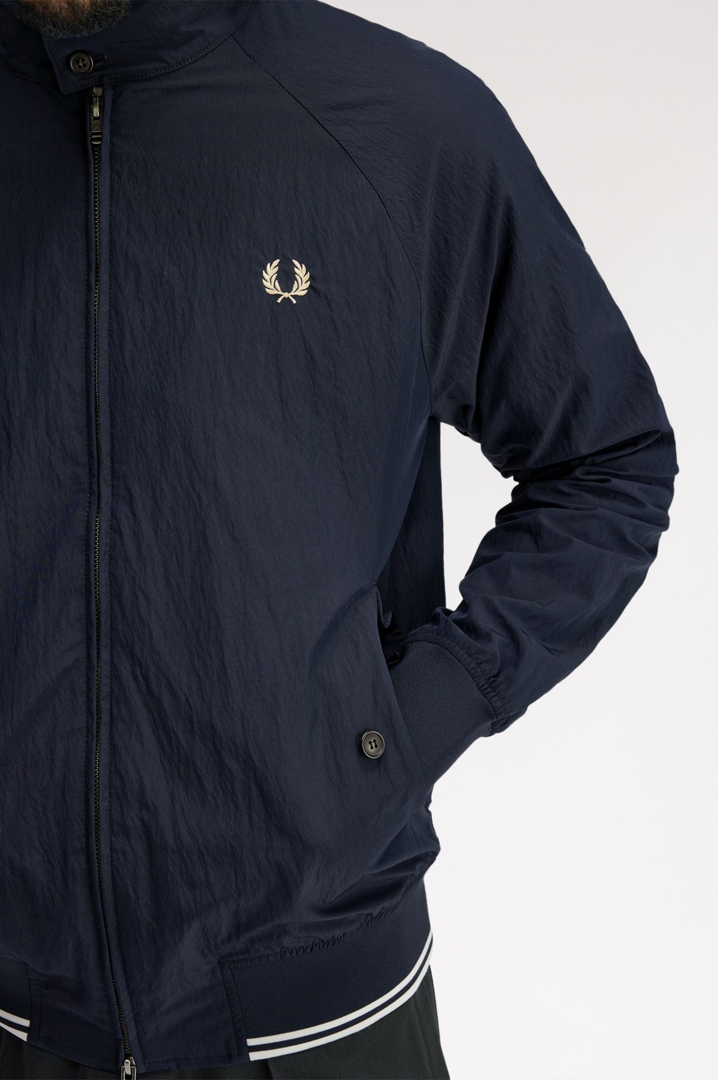 Fred Perry - CRINKLE HARRINGTON JACKET - Navy