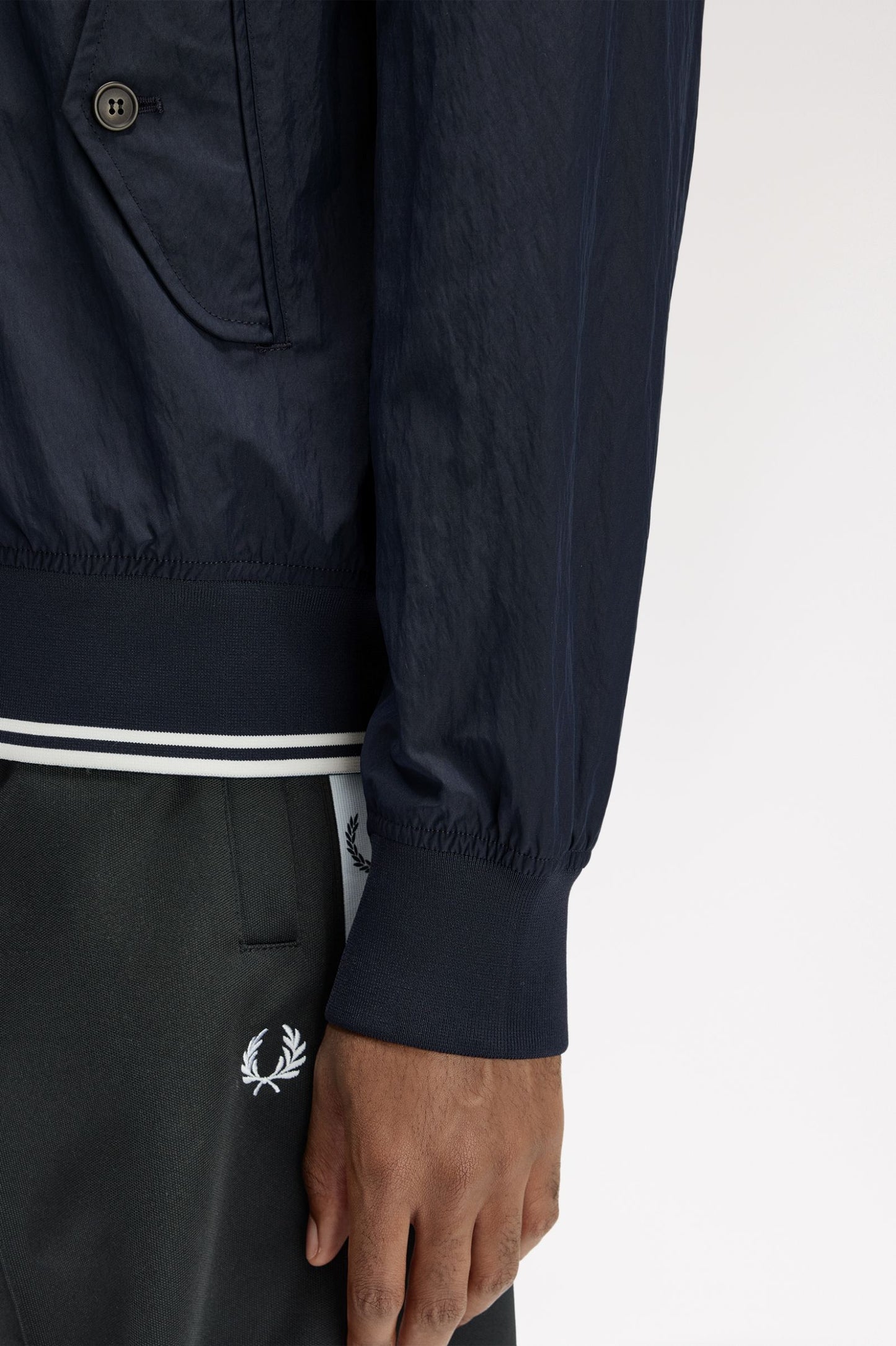 Fred Perry - CRINKLE HARRINGTON JACKET - Navy