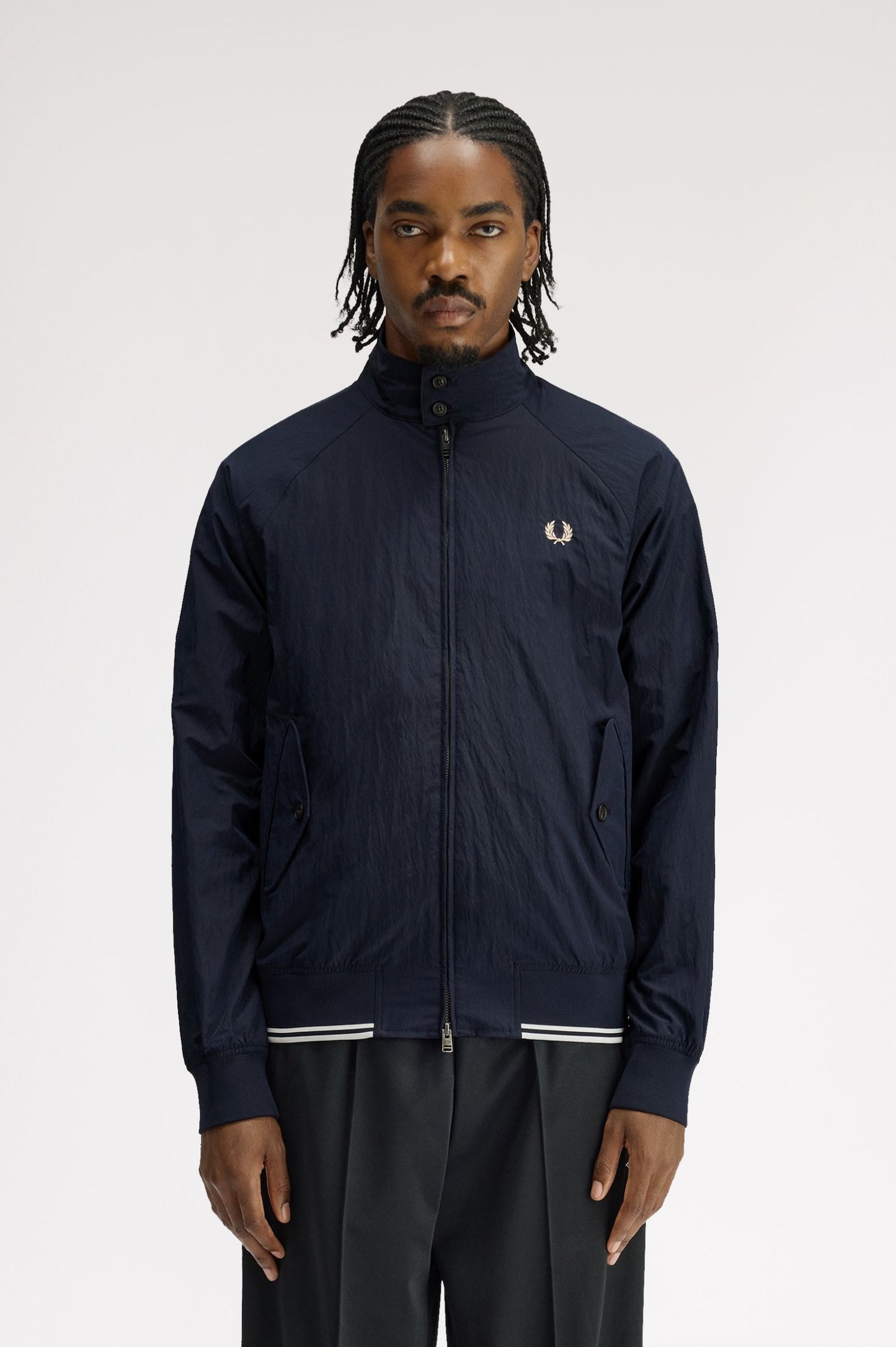 Fred Perry - CRINKLE HARRINGTON JACKET - Navy
